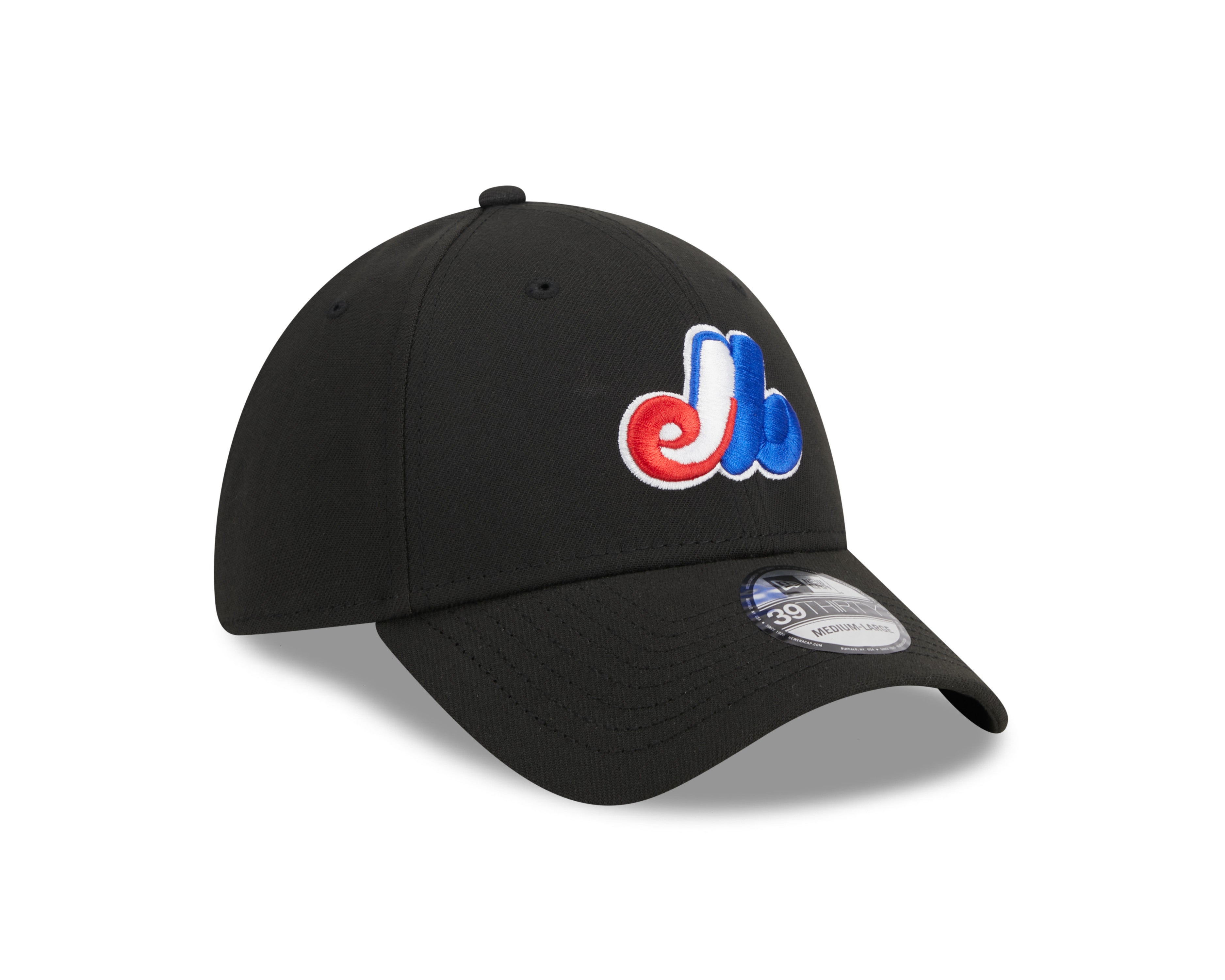 Montreal Expos MLB New Era Men's Black 39Thirty Team Classic Stretch Fit Hat
