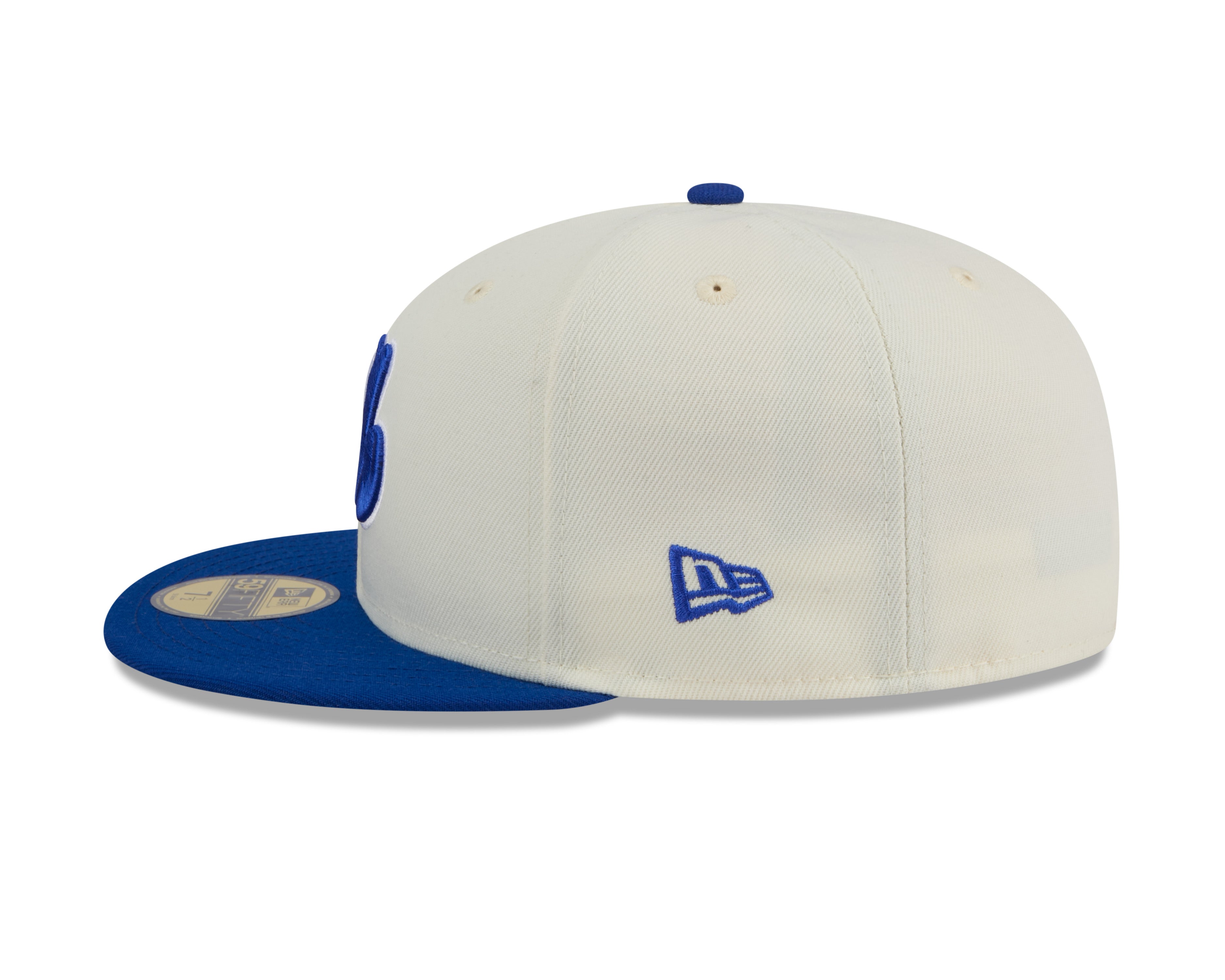 Montreal Expos MLB New Era Men's Off-White/Royal-Blue 59Fifty 2024 Evergreen Fitted Hat