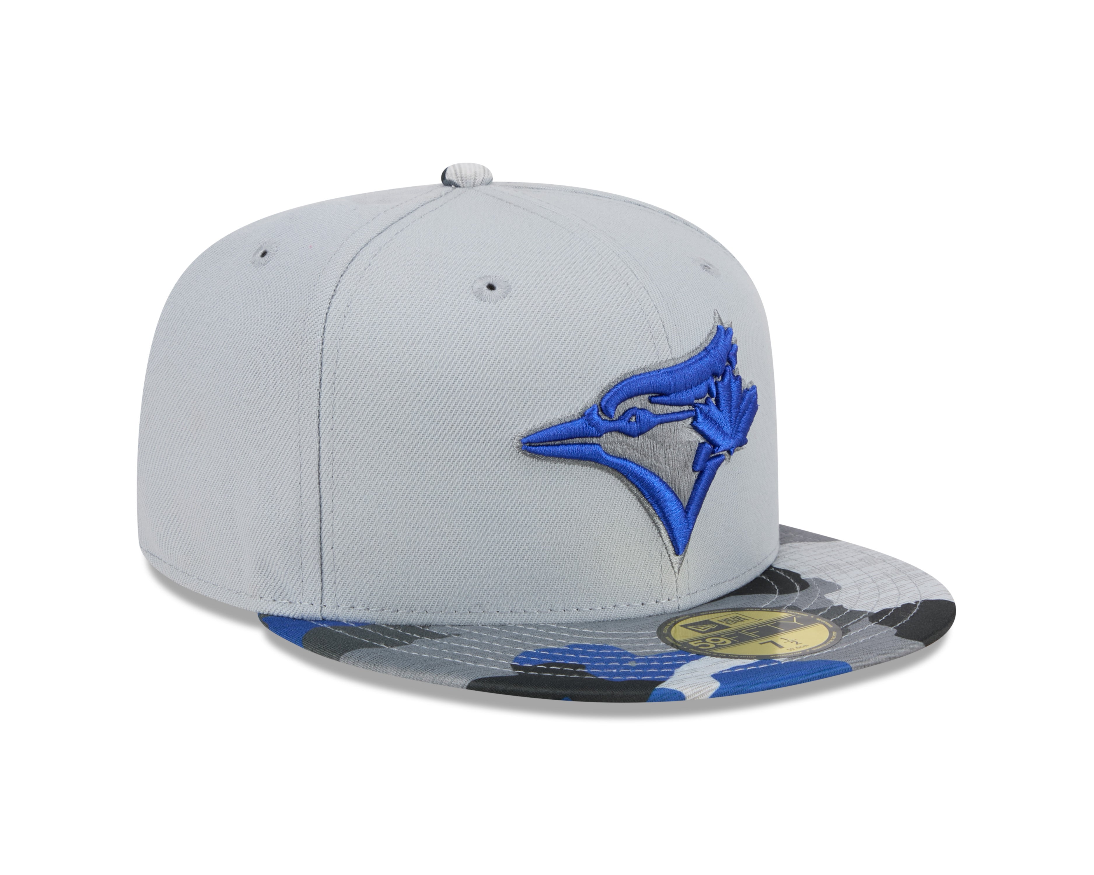 Casquette ajustée 59Fifty Active à motif camouflage gris pour homme des Blue Jays de Toronto MLB New Era