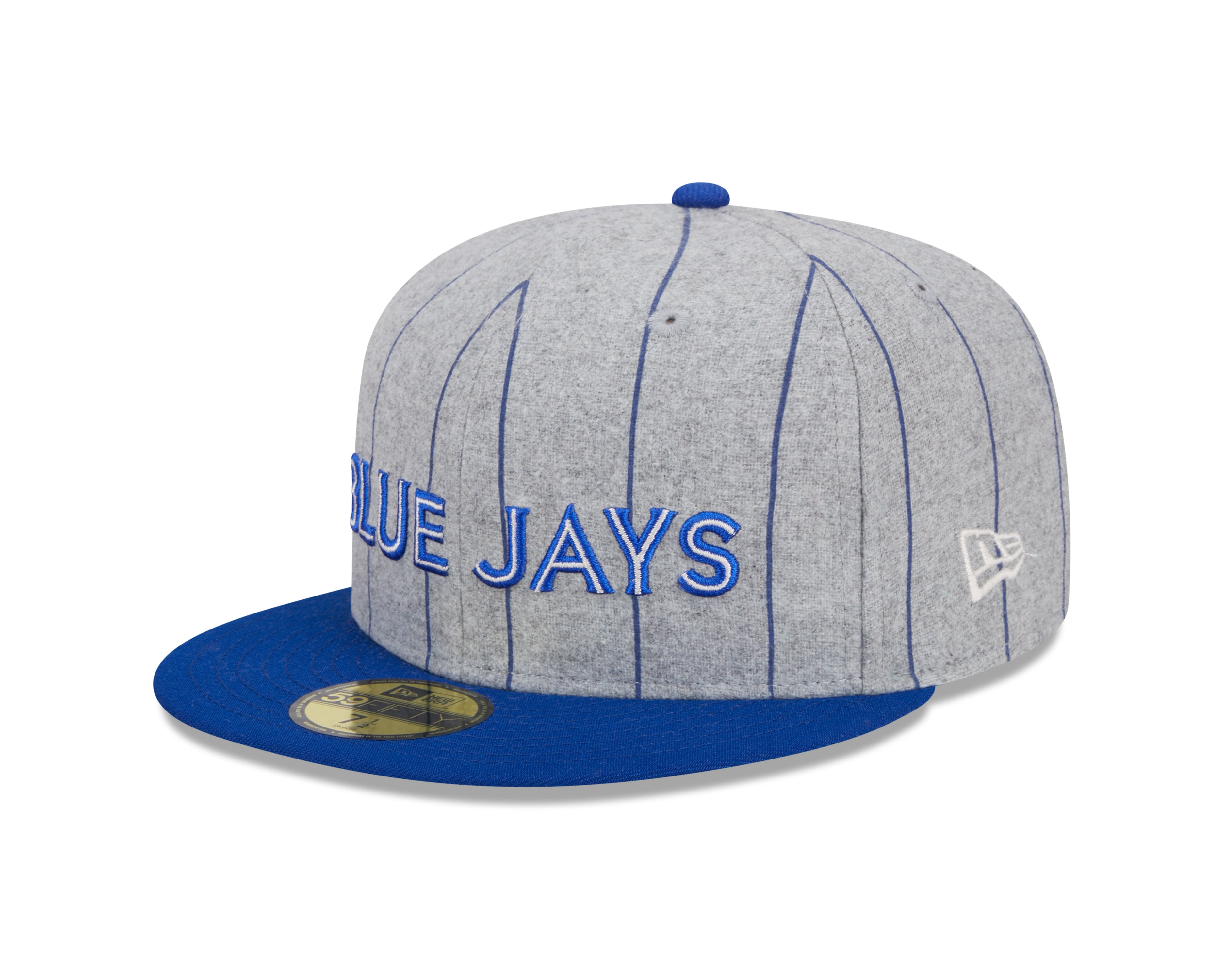 Toronto Blue Jays MLB New Era Men's Grey 59Fifty Heather Pinstripe Fitted Hat