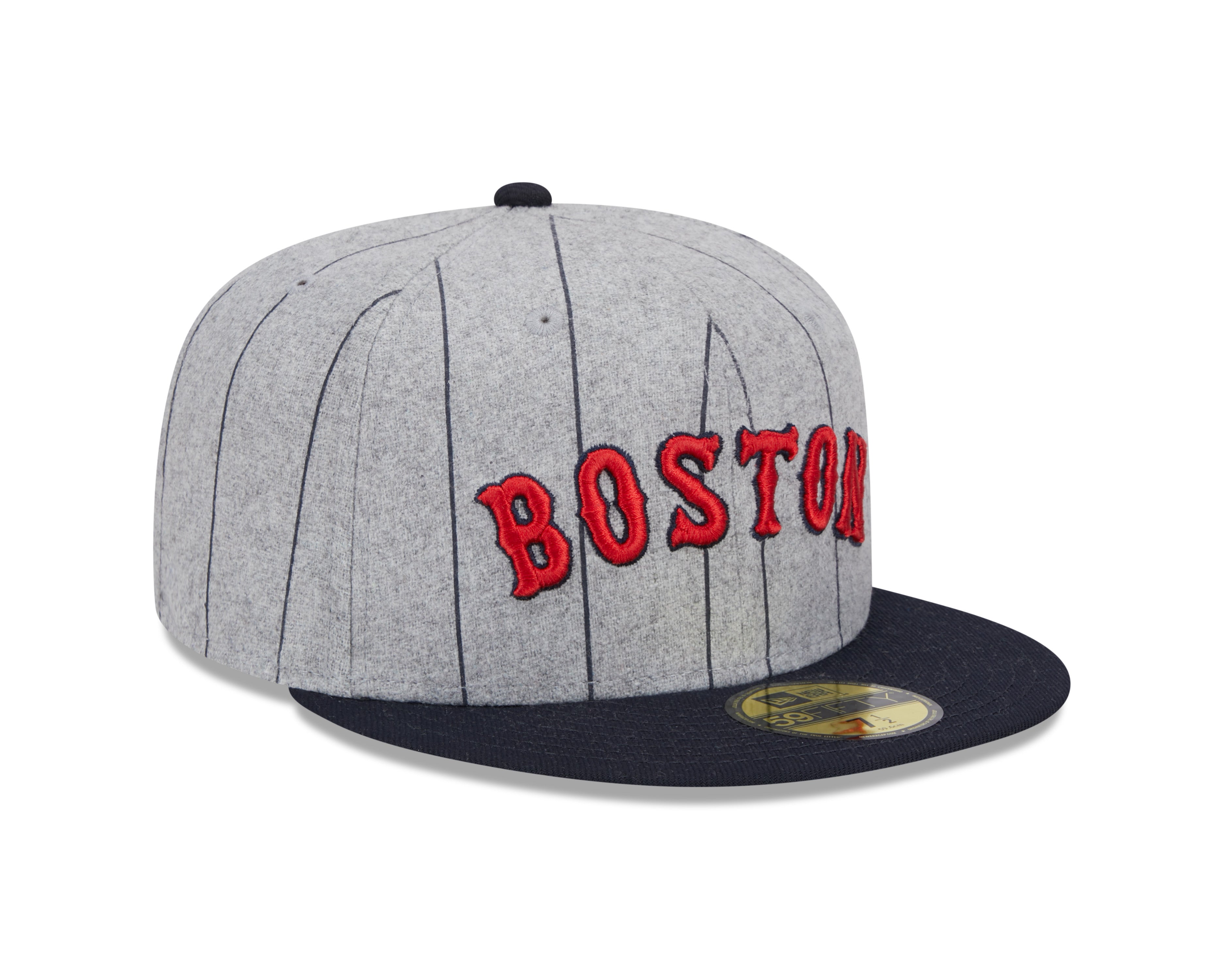 Boston Red Sox MLB New Era Men's Grey 59Fifty Heather Pinstripe Fitted Hat