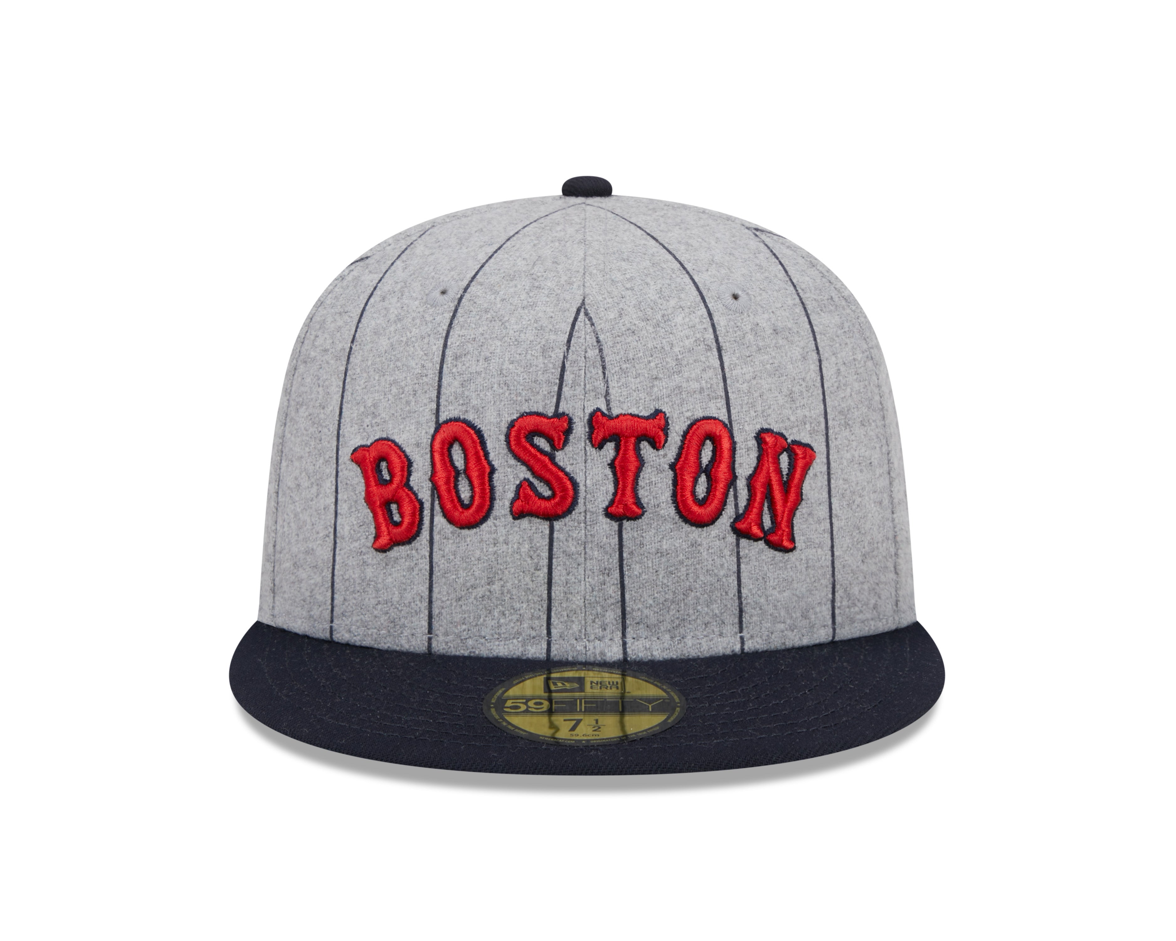 Boston Red Sox MLB New Era Men's Grey 59Fifty Heather Pinstripe Fitted Hat