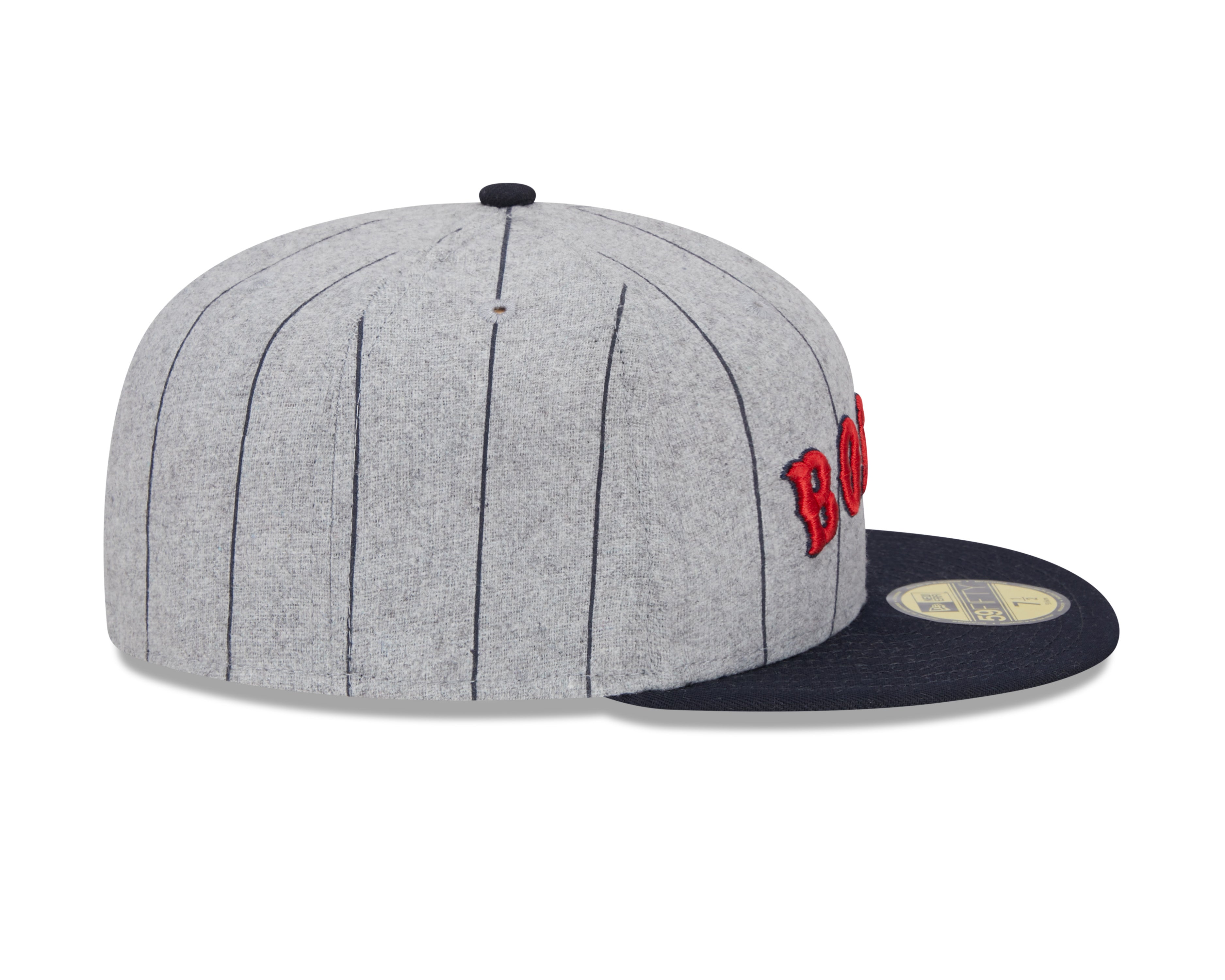 Boston Red Sox MLB New Era Men's Grey 59Fifty Heather Pinstripe Fitted Hat