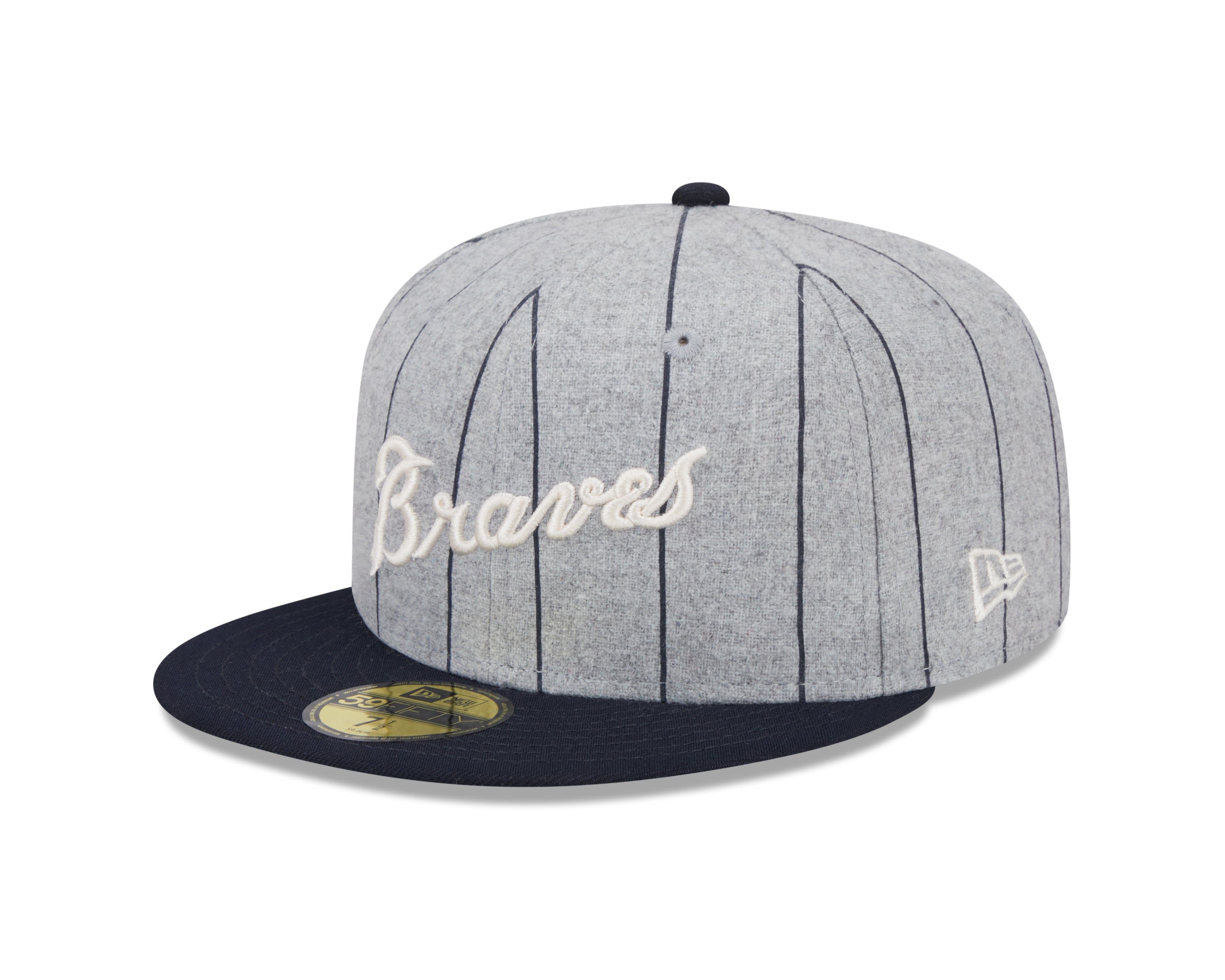 Atlanta Braves MLB New Era Men's Grey 59Fifty Heather Pinstripe Fitted Hat