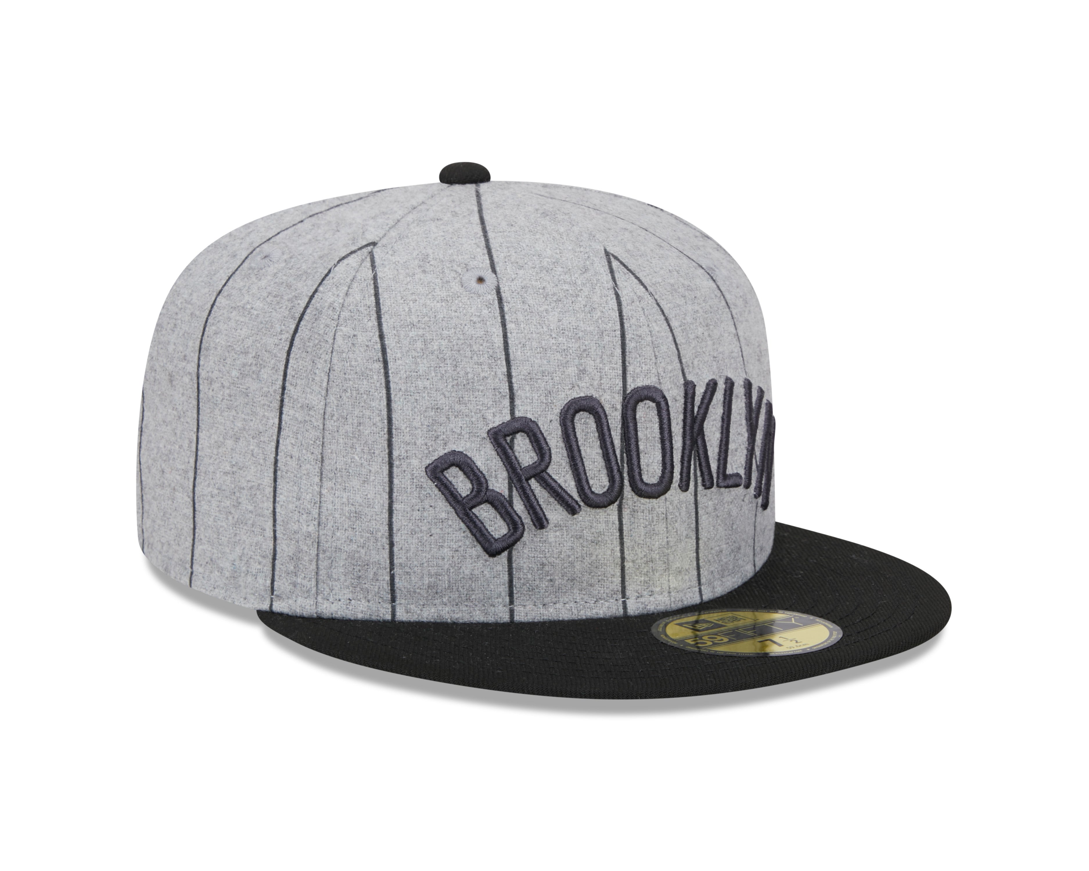 Brooklyn Nets NBA New Era Men's Grey 59Fifty Heather Pinstripe Fitted Hat