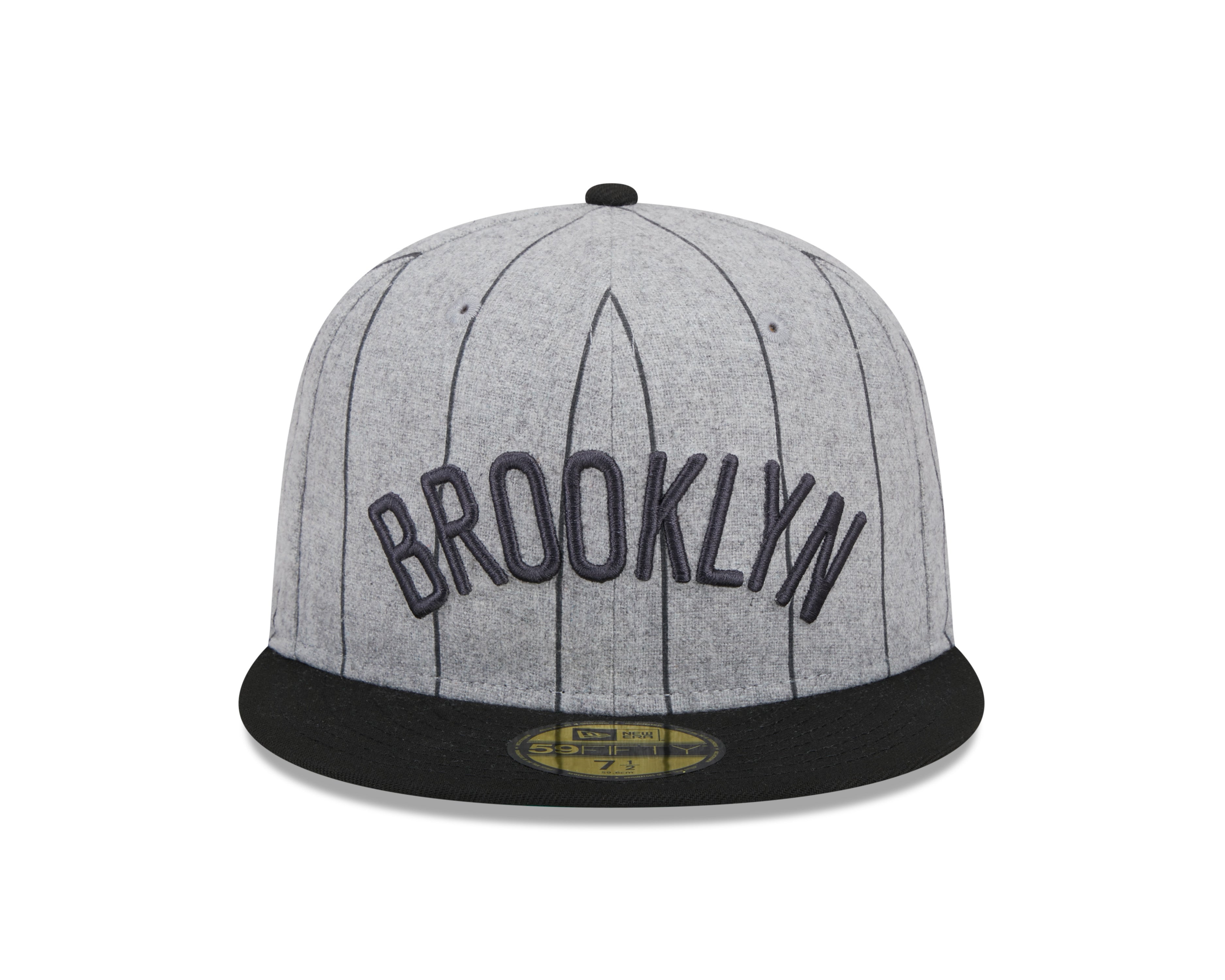 Brooklyn Nets NBA New Era Men's Grey 59Fifty Heather Pinstripe Fitted Hat