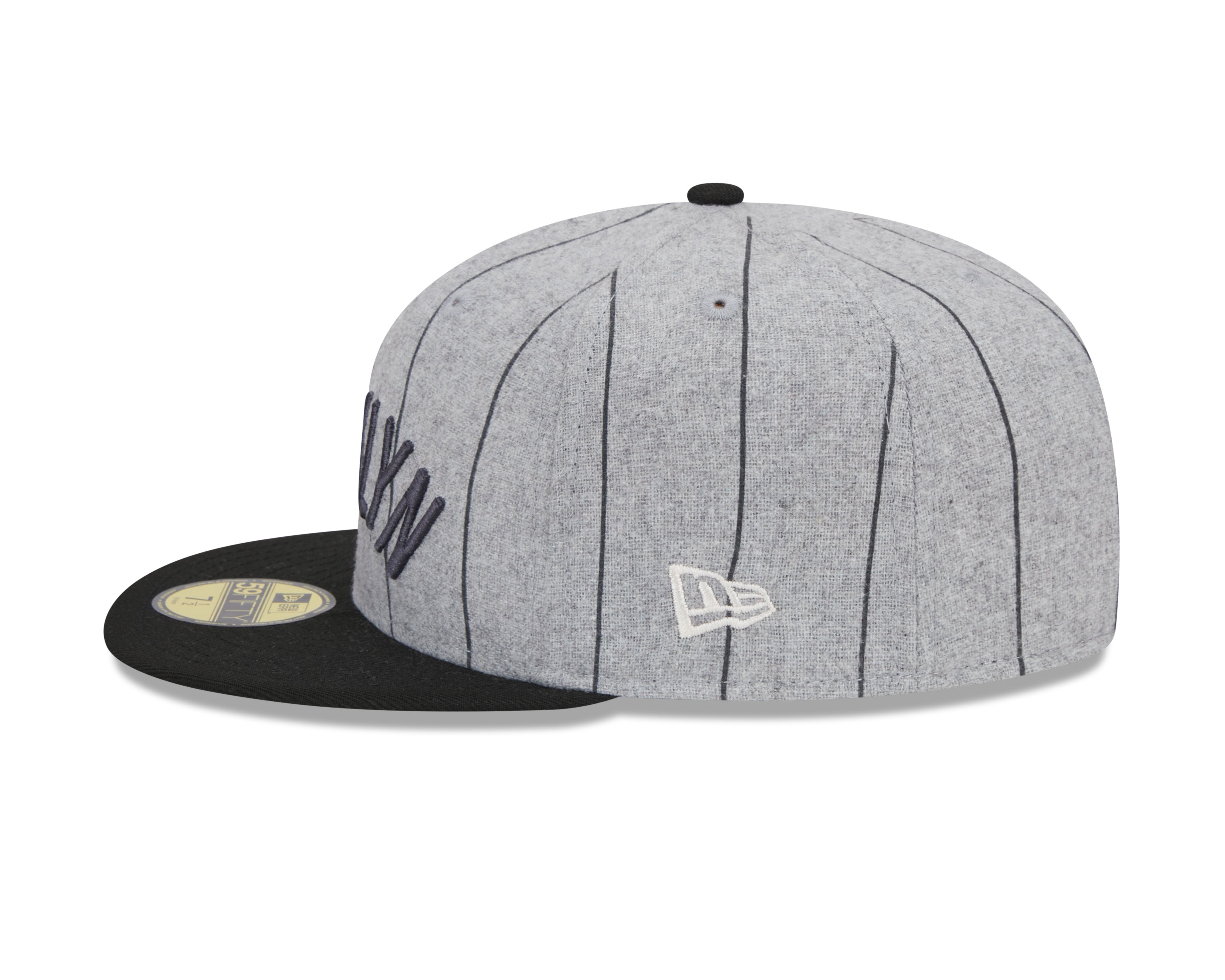 Brooklyn Nets NBA New Era Men's Grey 59Fifty Heather Pinstripe Fitted Hat