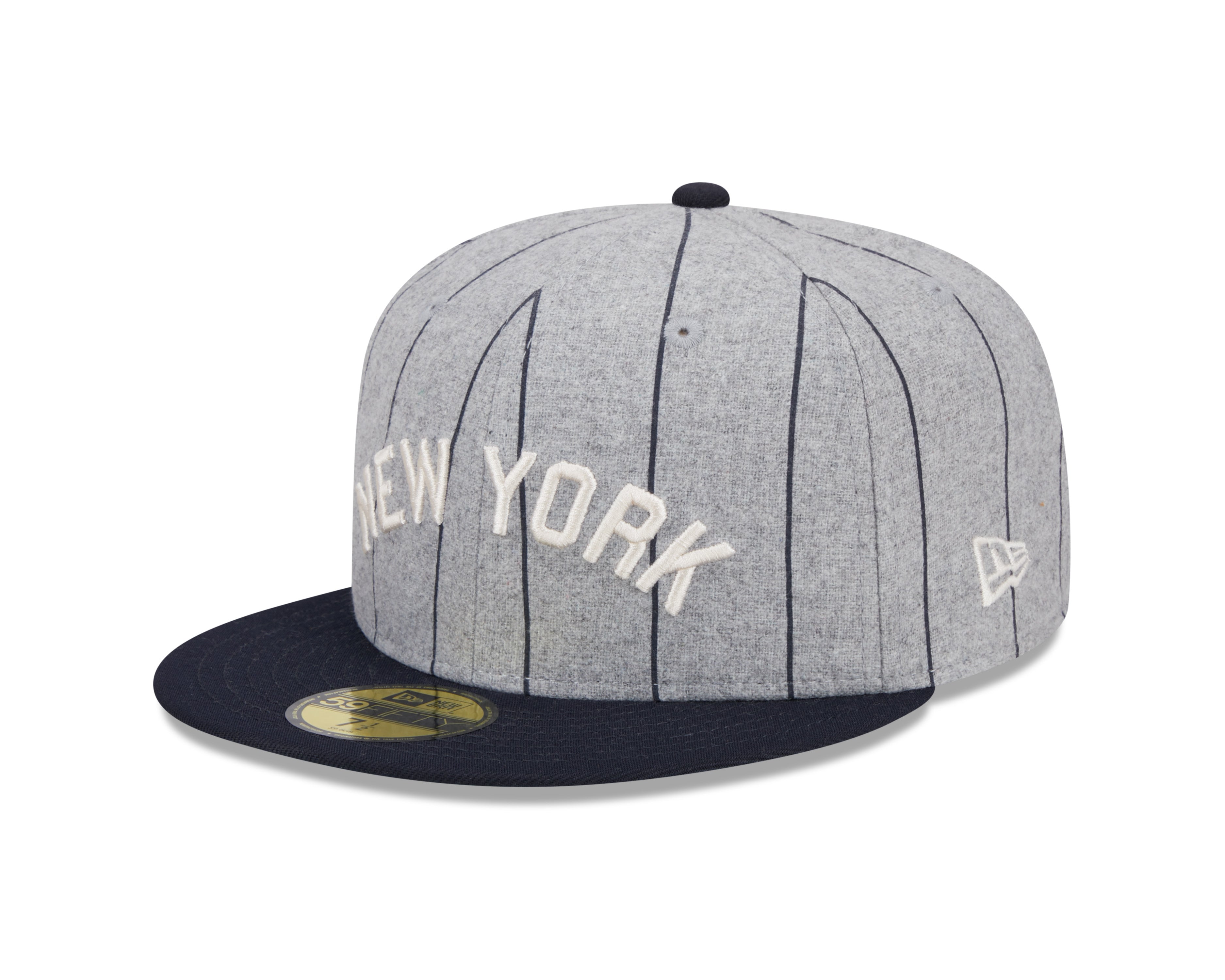 New York Yankees MLB New Era Men's Grey 59Fifty Heather Pinstripe Fitted Hat