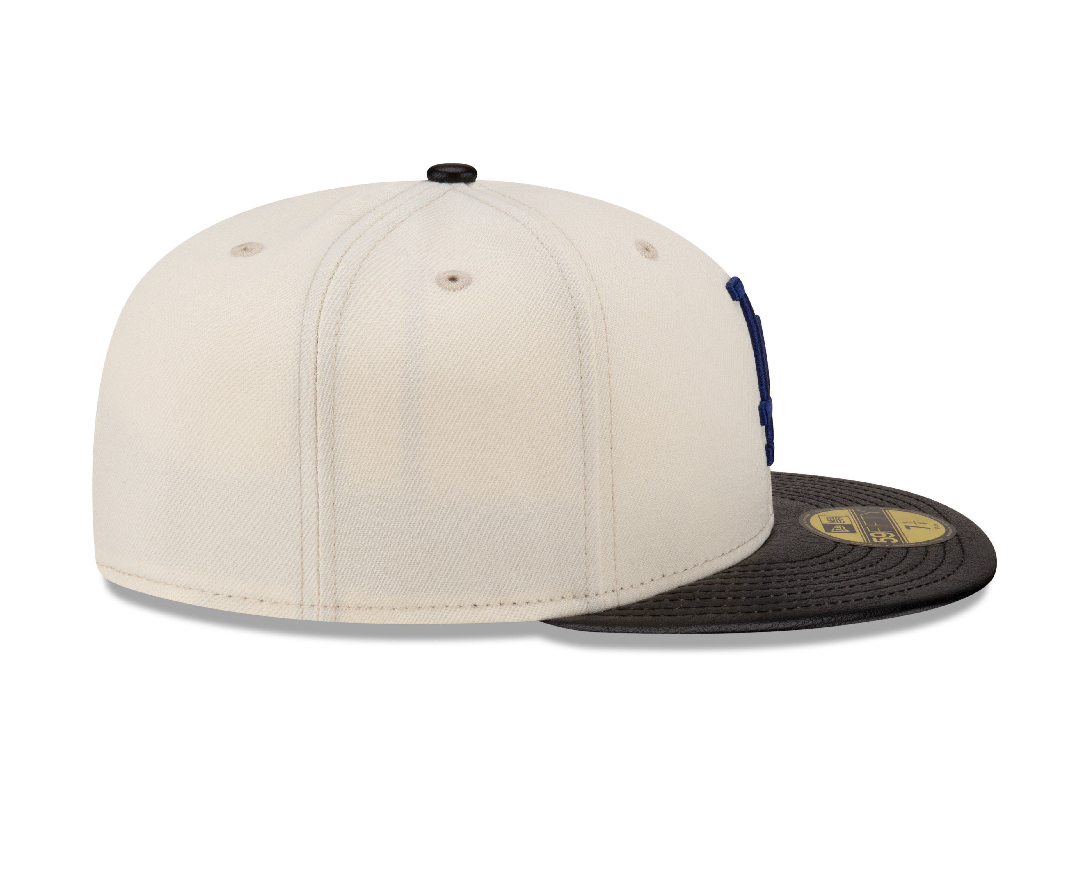 Casquette ajustée en cuir pour homme Los Angeles Dodgers MLB New Era 59Fifty Game Night blanc cassé