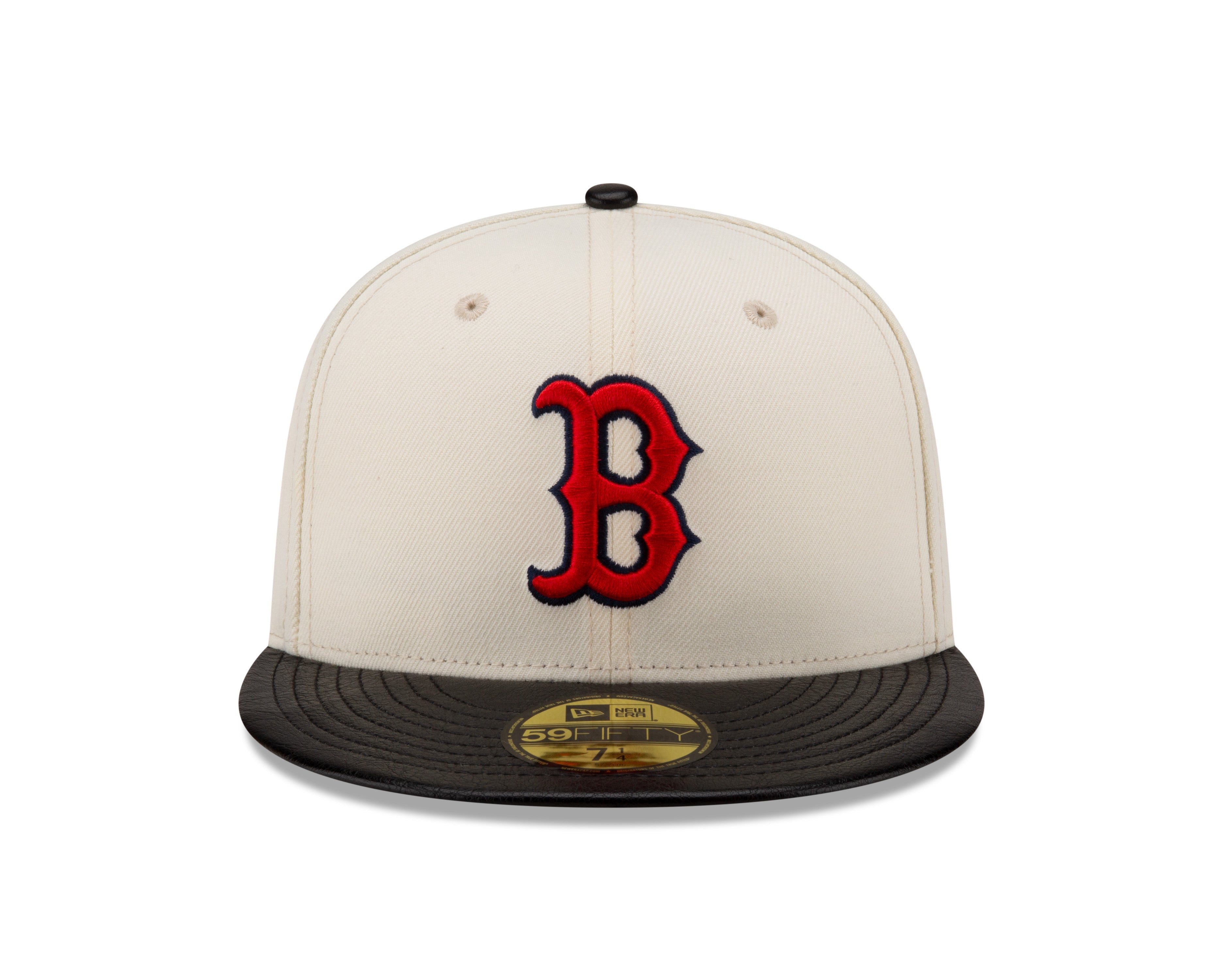 Casquette ajustée en cuir pour homme Boston Red Sox MLB New Era 59Fifty Game Night blanc cassé