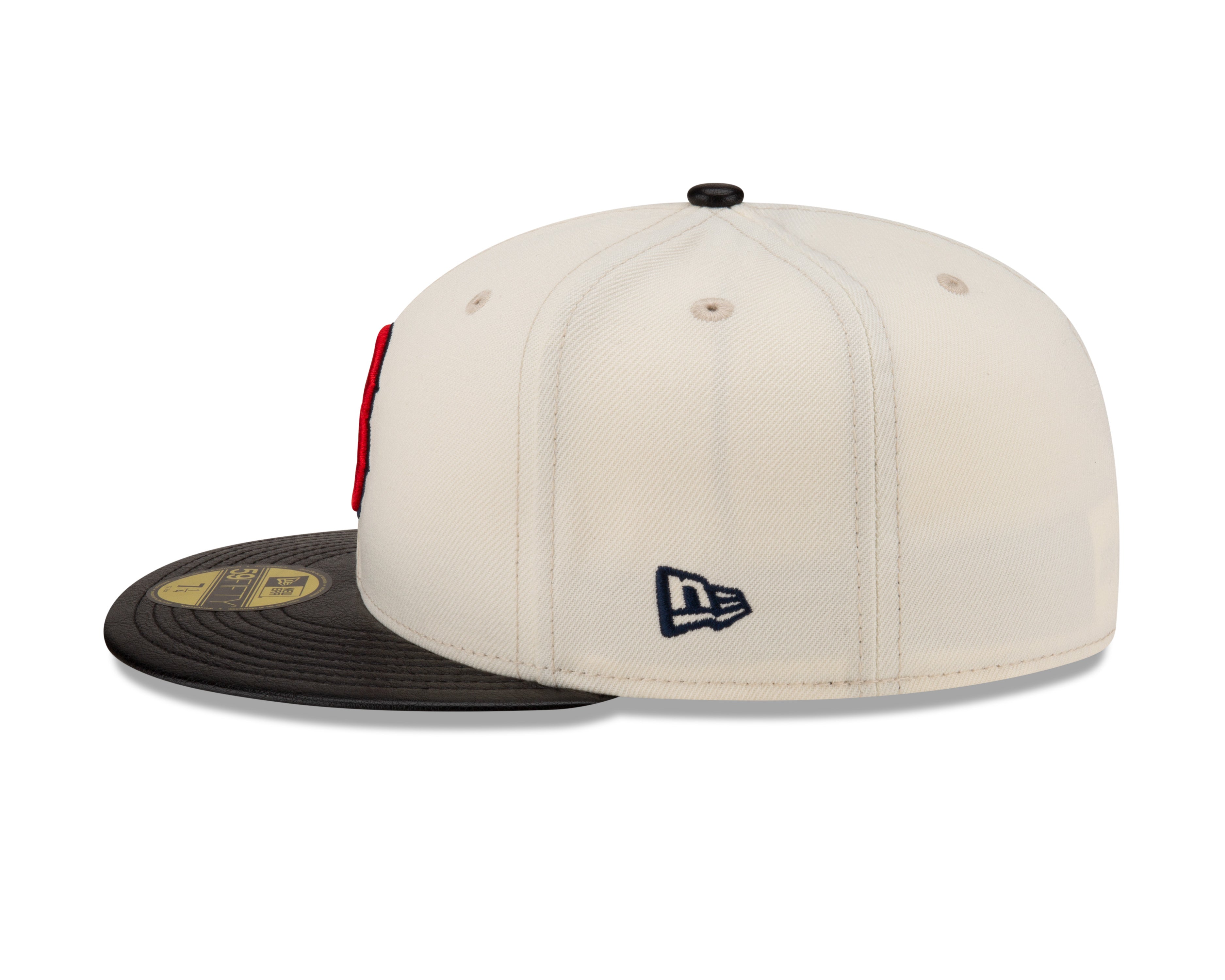 Casquette ajustée en cuir pour homme Boston Red Sox MLB New Era 59Fifty Game Night blanc cassé