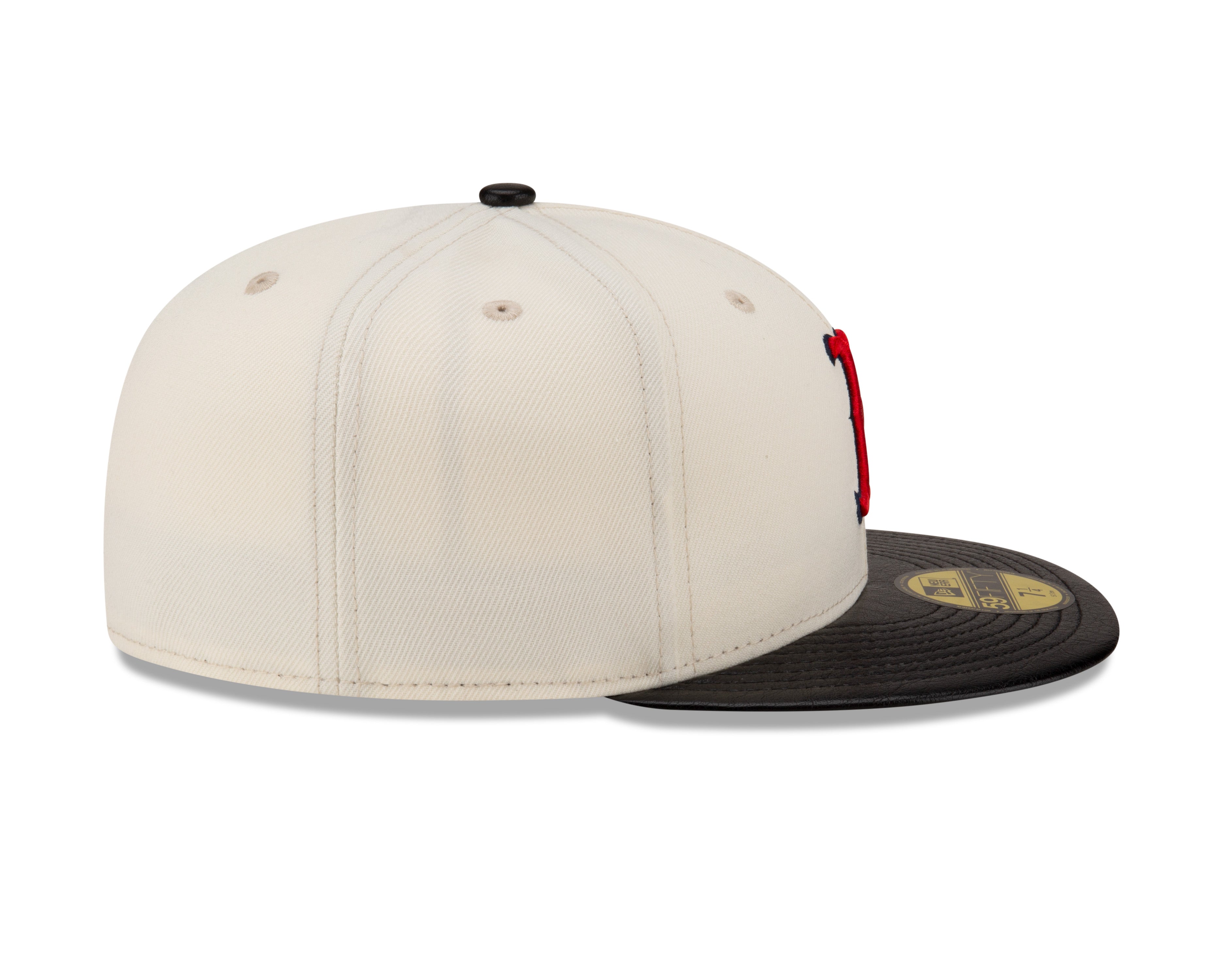 Casquette ajustée en cuir pour homme Boston Red Sox MLB New Era 59Fifty Game Night blanc cassé