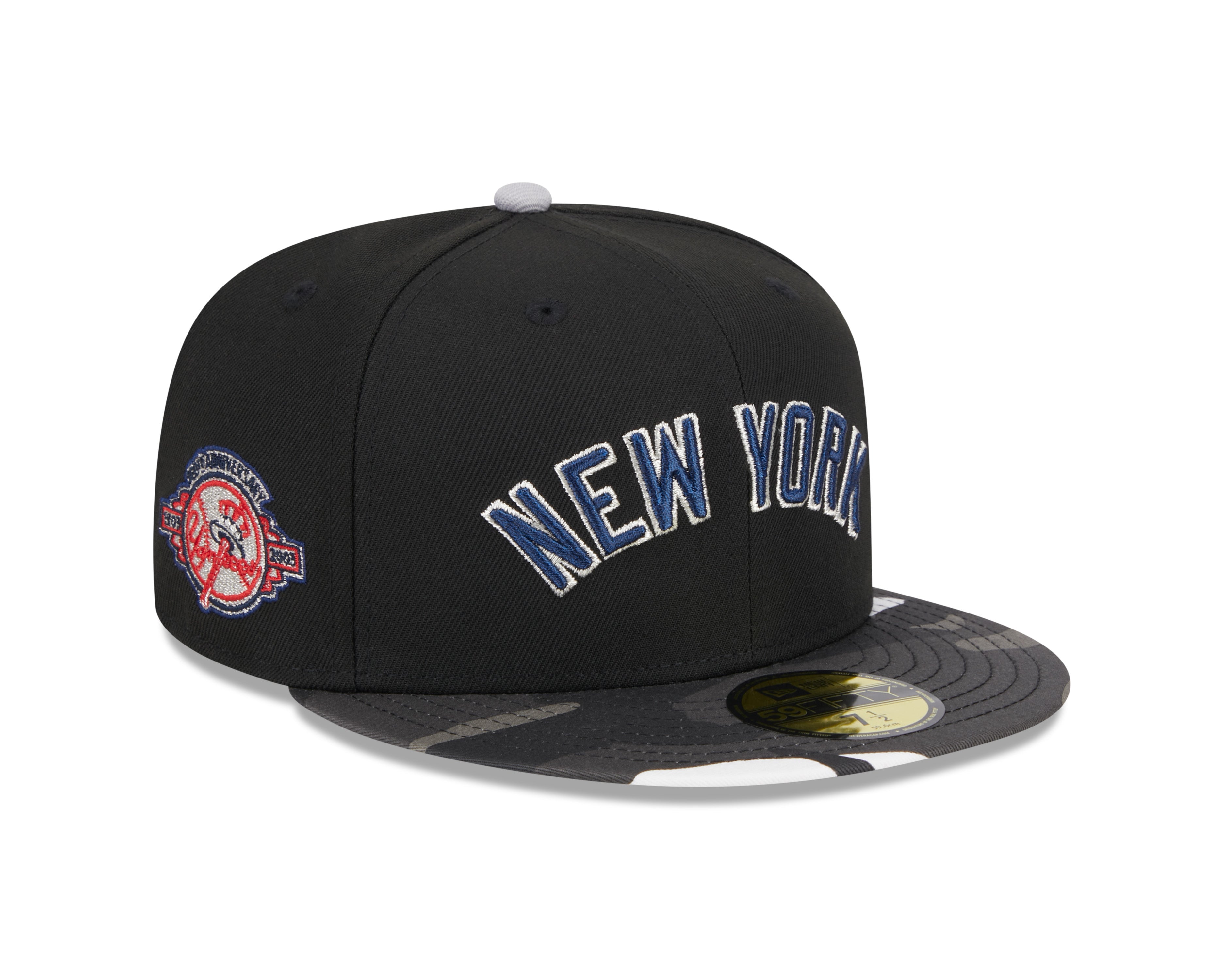 New York Yankees MLB New Era Men's Black Camo 59Fifty Metallic Fitted Hat