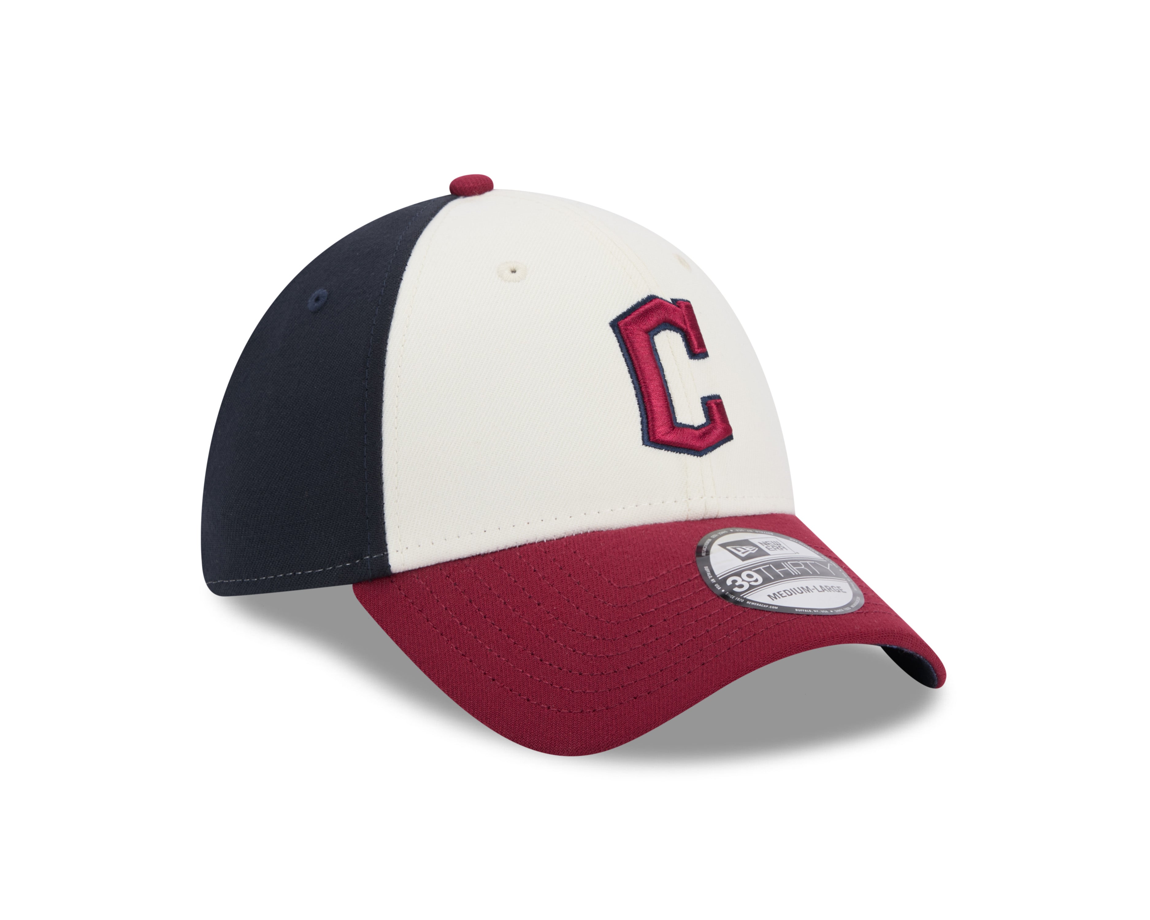 Cleveland Guardians MLB New Era Men's Beige/Navy/Red 39Thirty 2024 City Connect Stretch Fit Hat