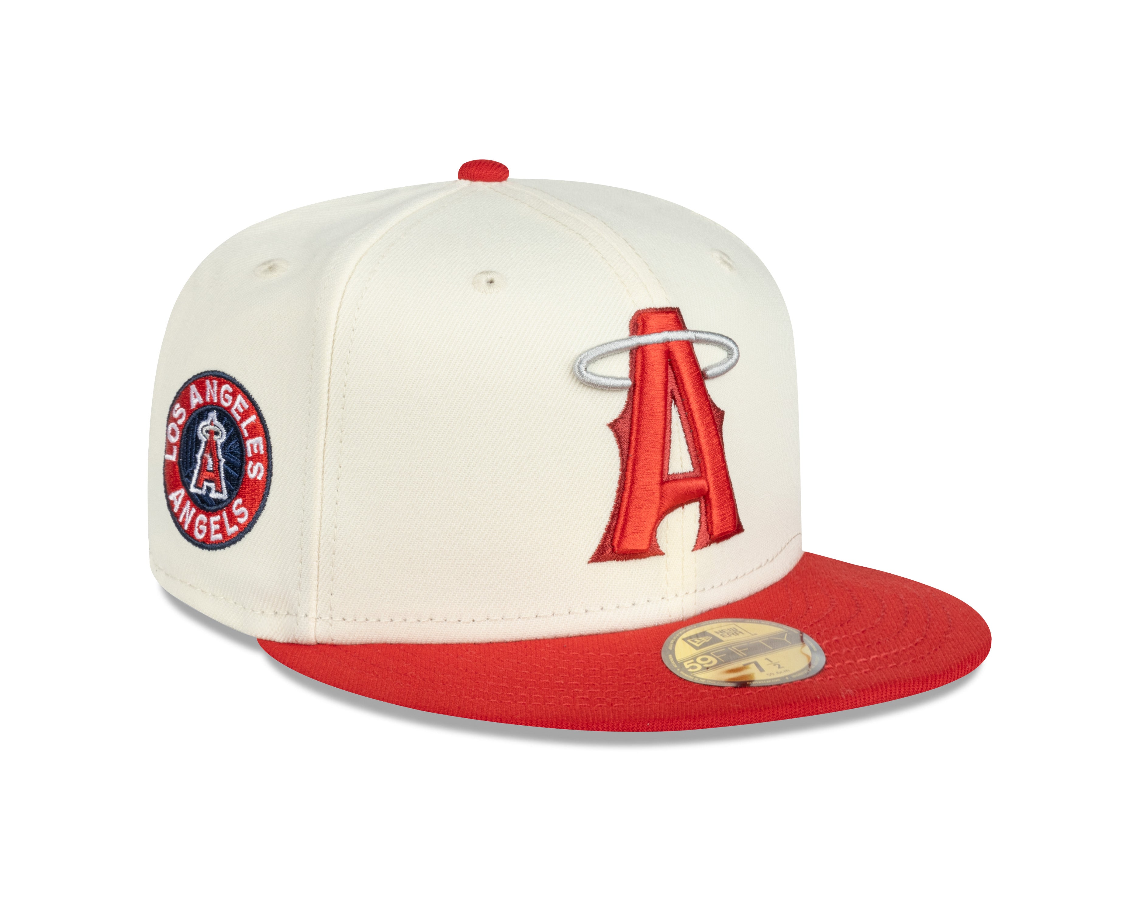 Anaheim Angels MLB New Era Men's Beige/Red 59Fifty 2022 City Connect Fitted Hat