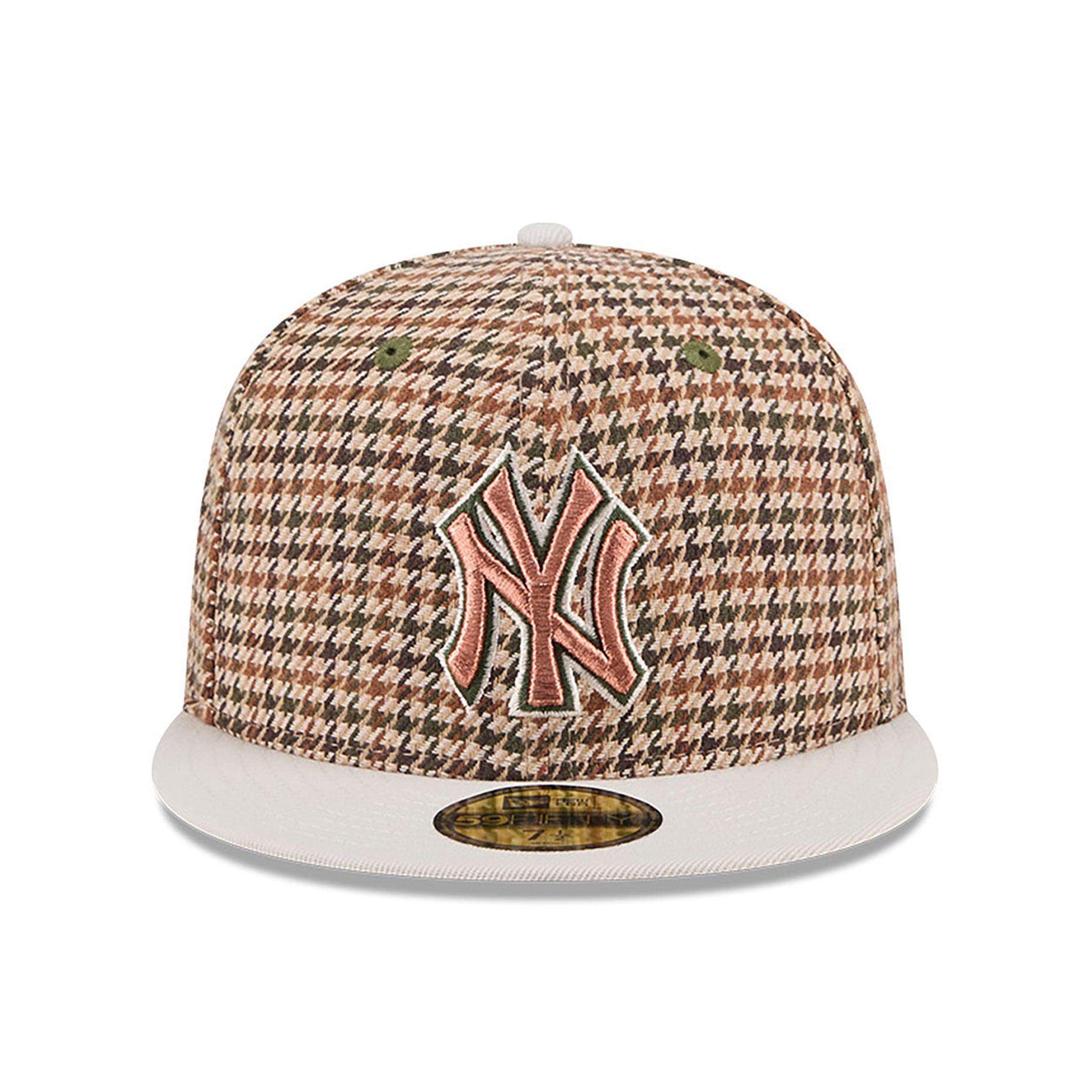 New York Yankees MLB New Era Men's Beige Houndstooth 59Fifty 2000 World Series Fitted Hat