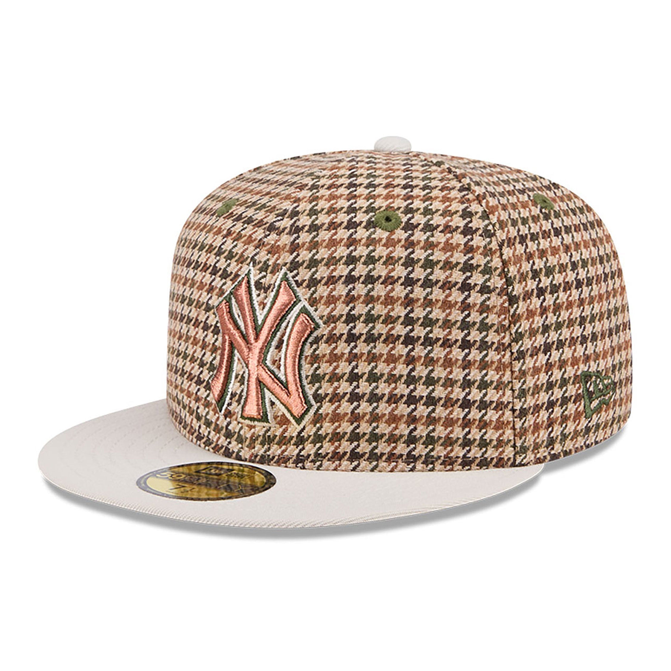 New York Yankees MLB New Era Men's Beige Houndstooth 59Fifty 2000 World Series Fitted Hat