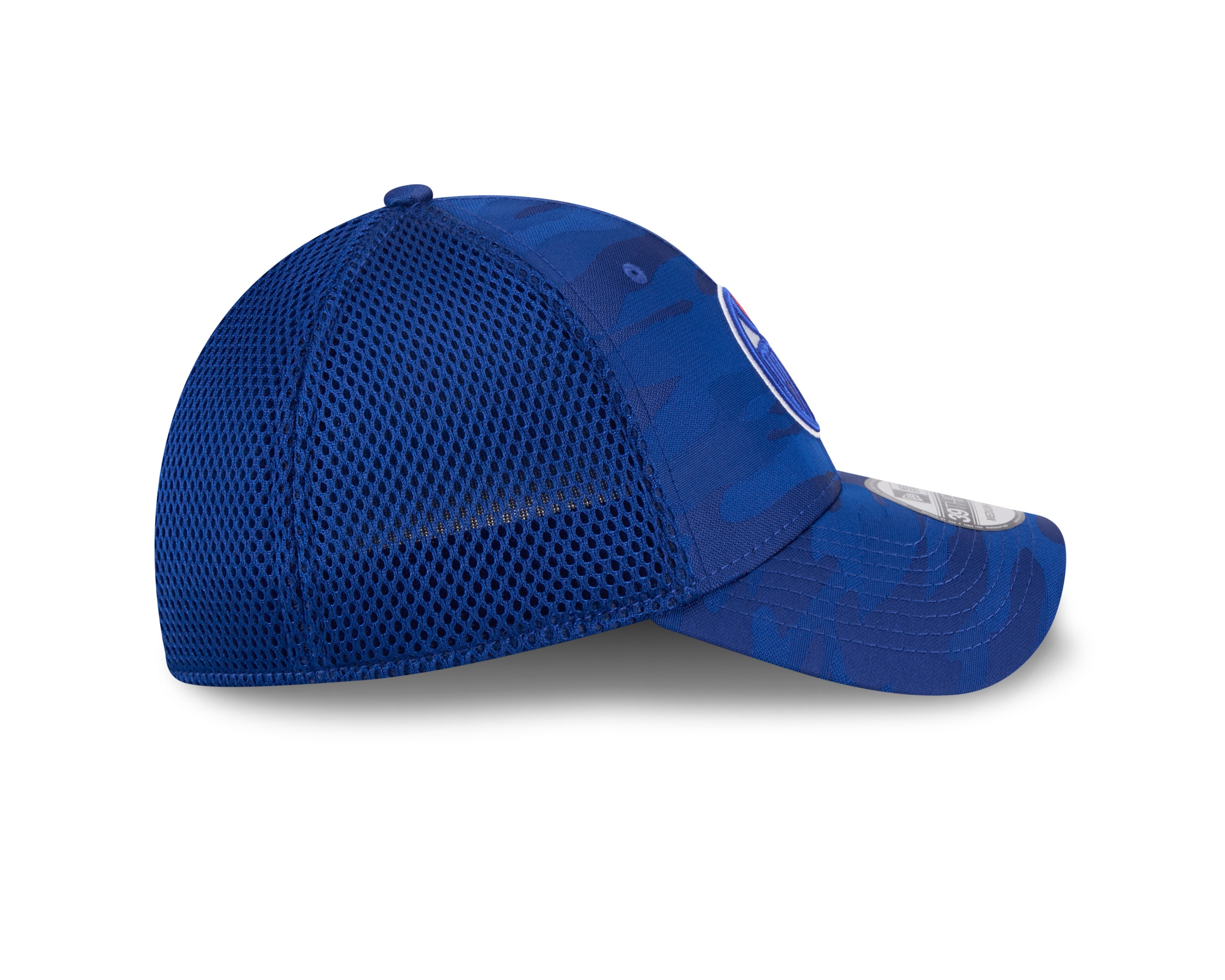 Edmonton Oilers NHL New Era Men's Royal 39Thirty Camo Neo Stretch Fit Hat