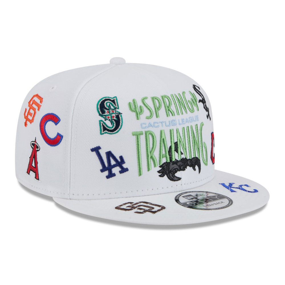 Cactus League MLB New Era Men's White 9Fifty 2025 Spring Training Scattered Logo Snapback