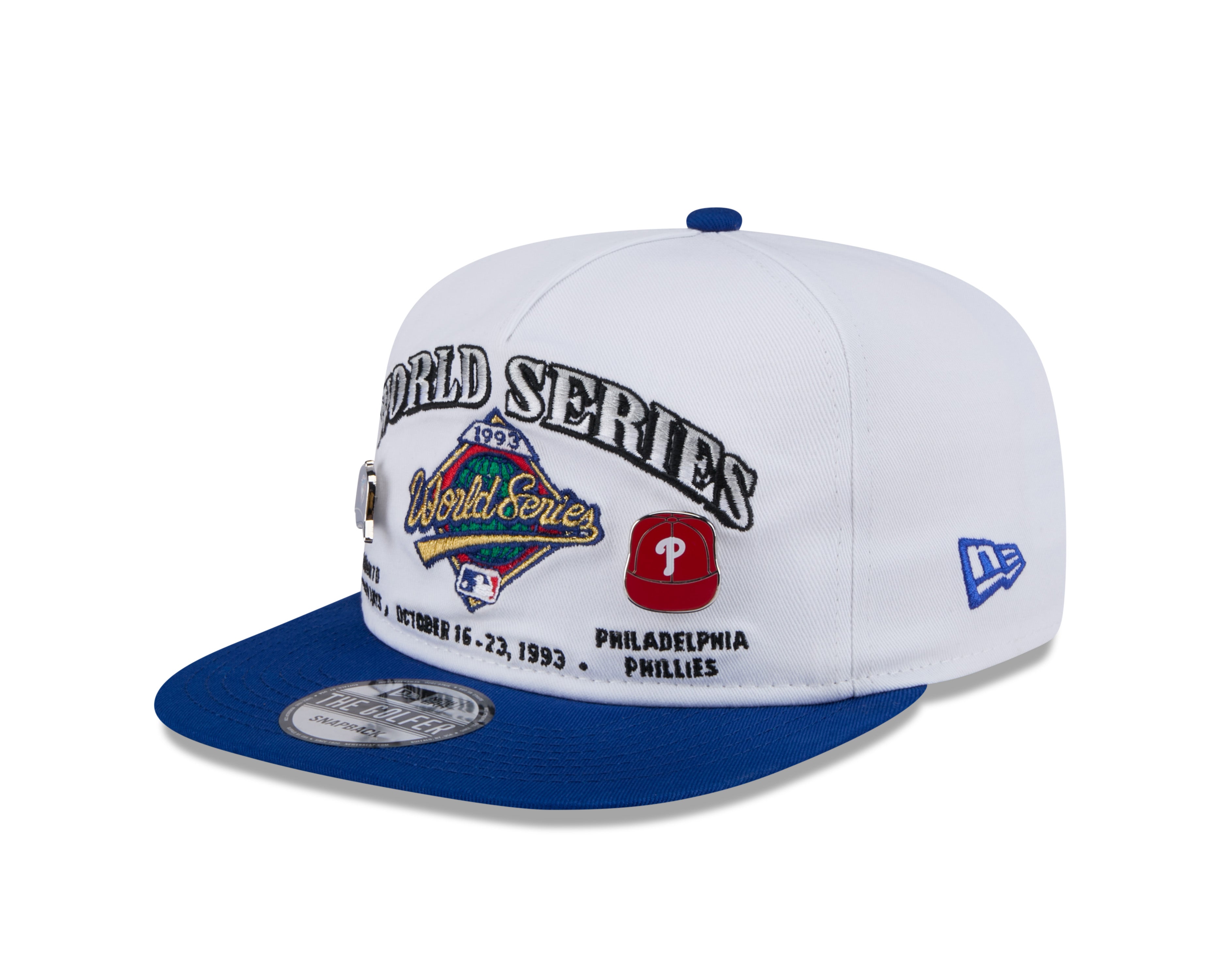 1993 World Series MLB New Era Men's White Golfer Championship Pin Snapback