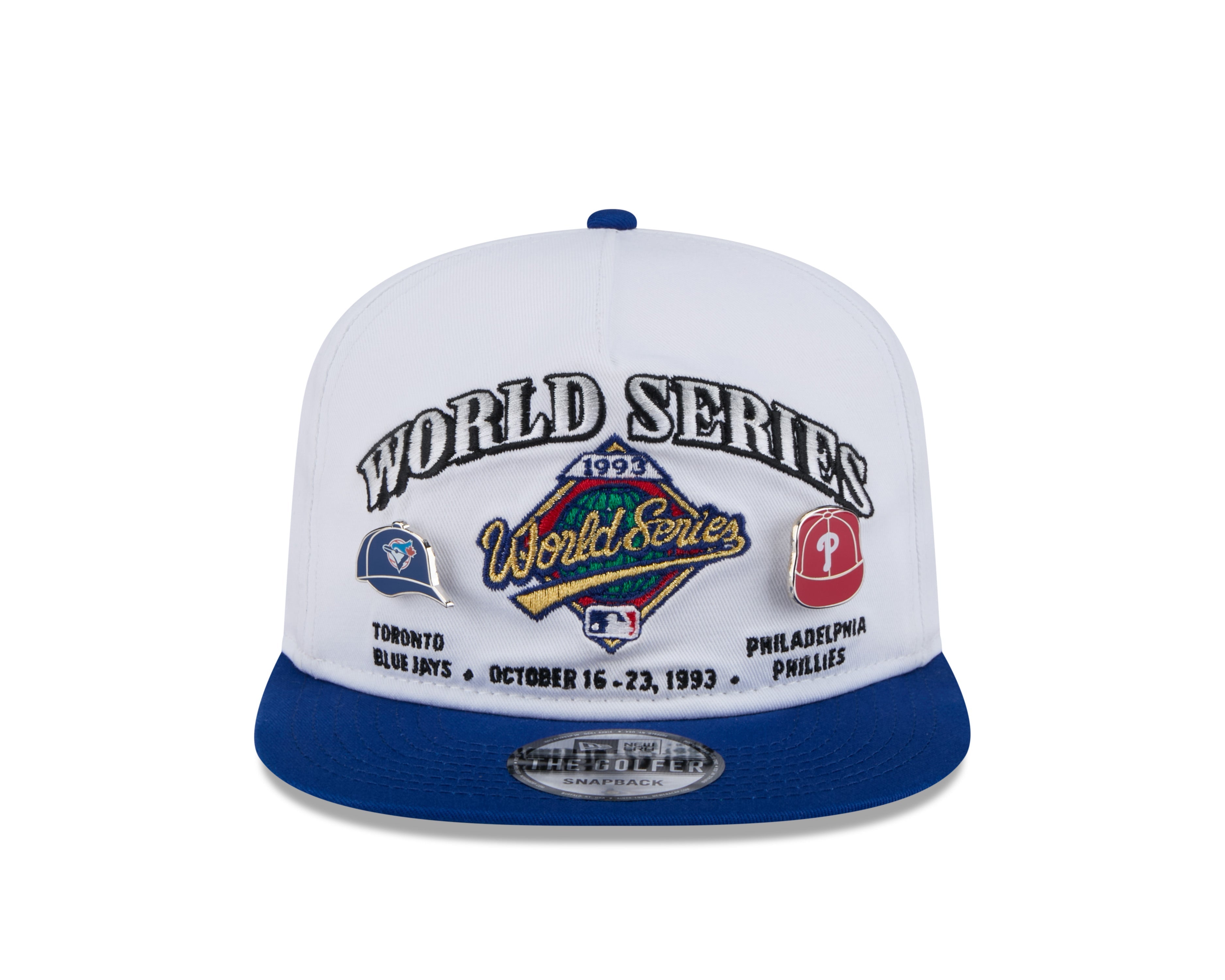 1993 World Series MLB New Era Men's White Golfer Championship Pin Snapback