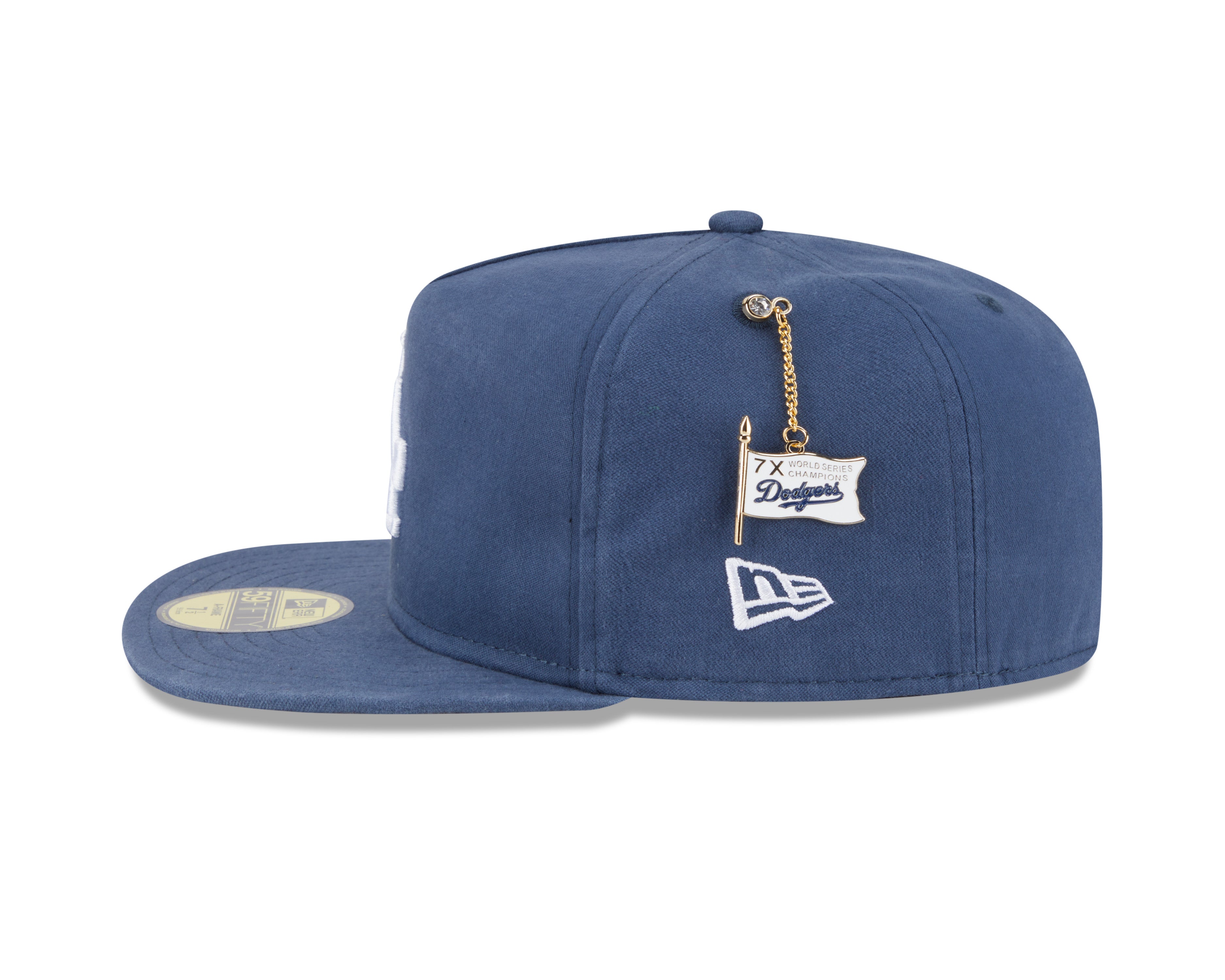 Los Angeles Dodgers MLB New Era Men's Dark Blue 59Fifty A-Frame Championship Side Flag
