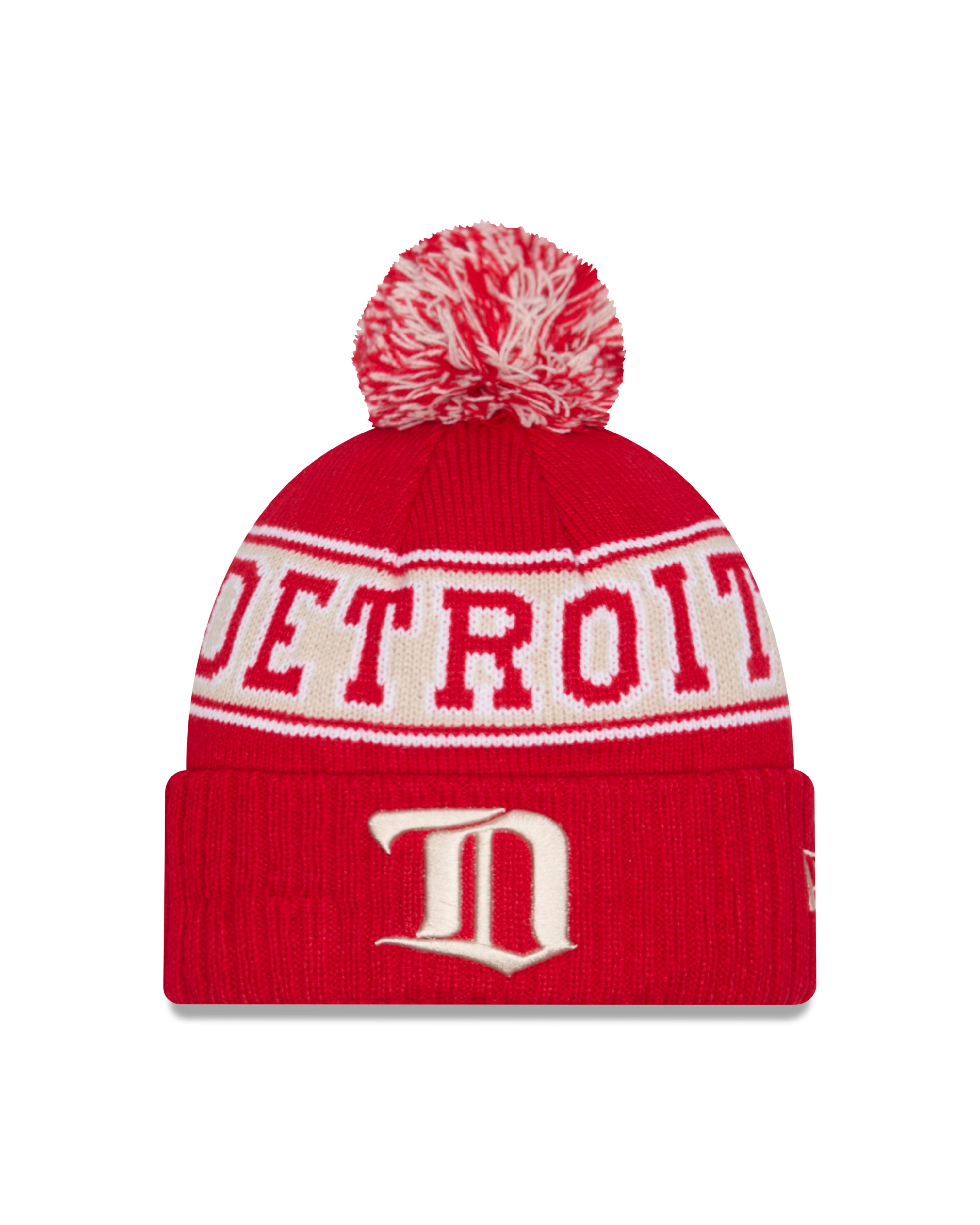 Detroit Red Wings NHL New Era Men's Red Retro Knit Pom Hat