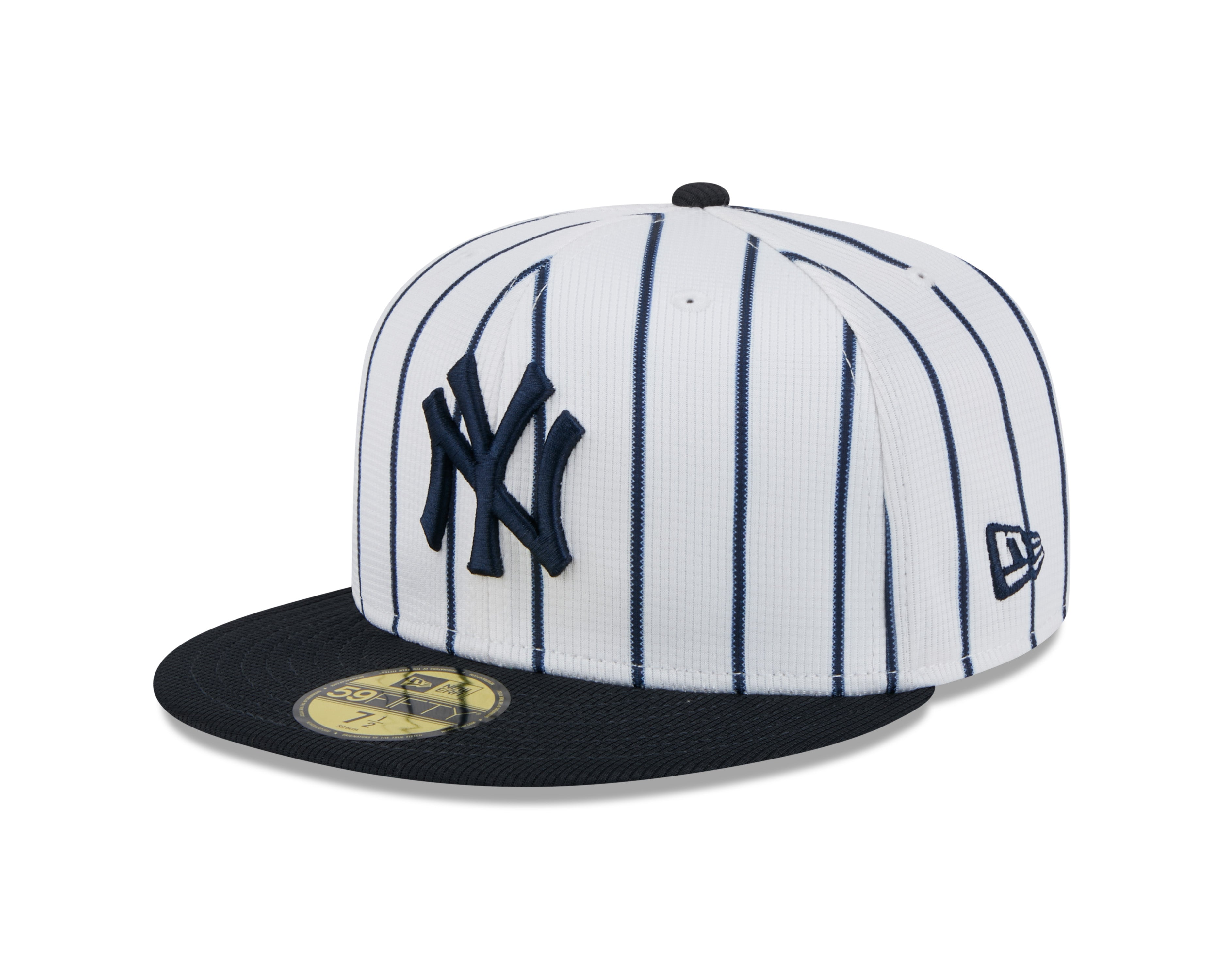 New York Yankees MLB New Era Men's White/Navy 59Fifty 2025 Spring Training Pinstripe Fitted Hat