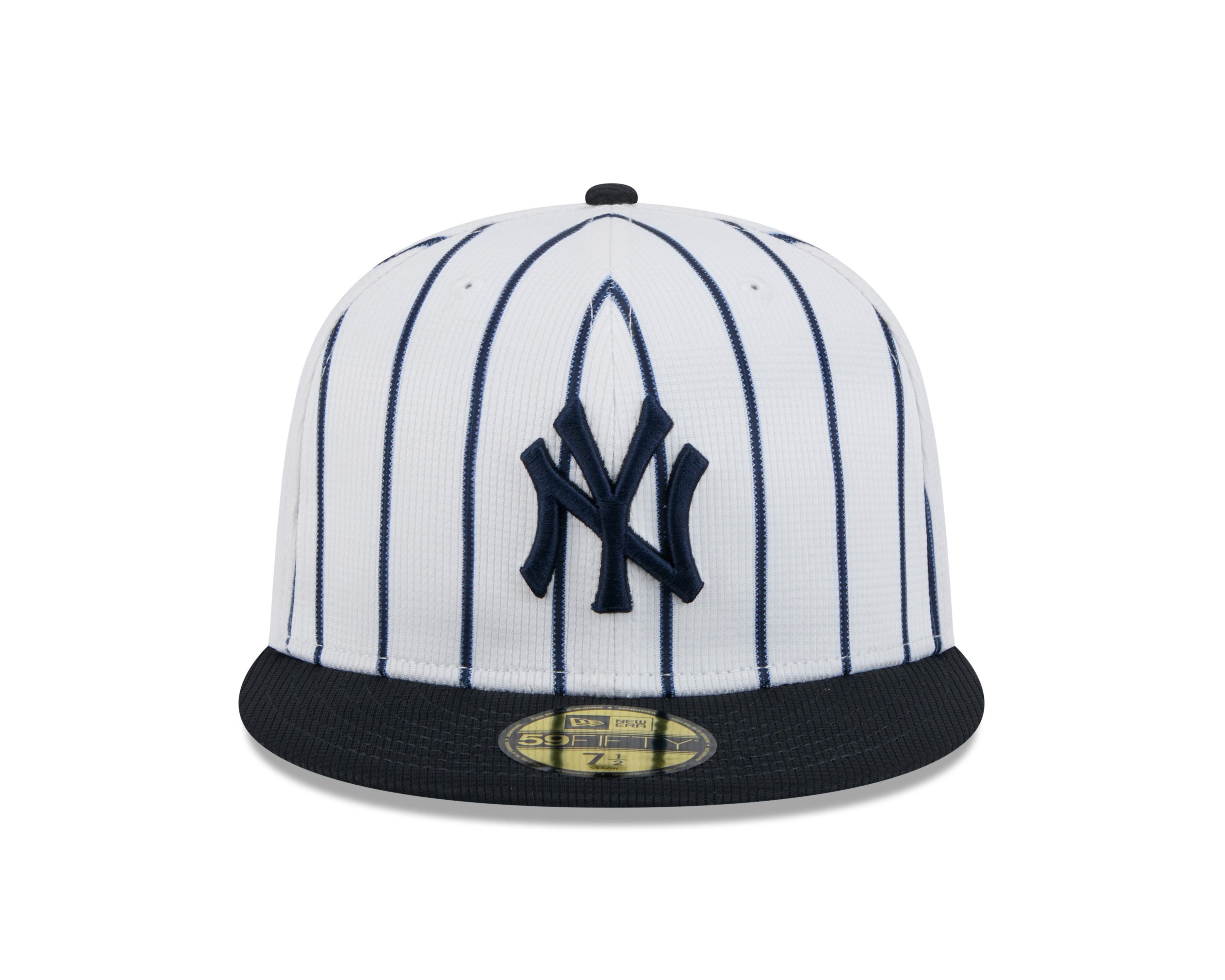 New York Yankees MLB New Era Men's White/Navy 59Fifty 2025 Spring Training Pinstripe Fitted Hat