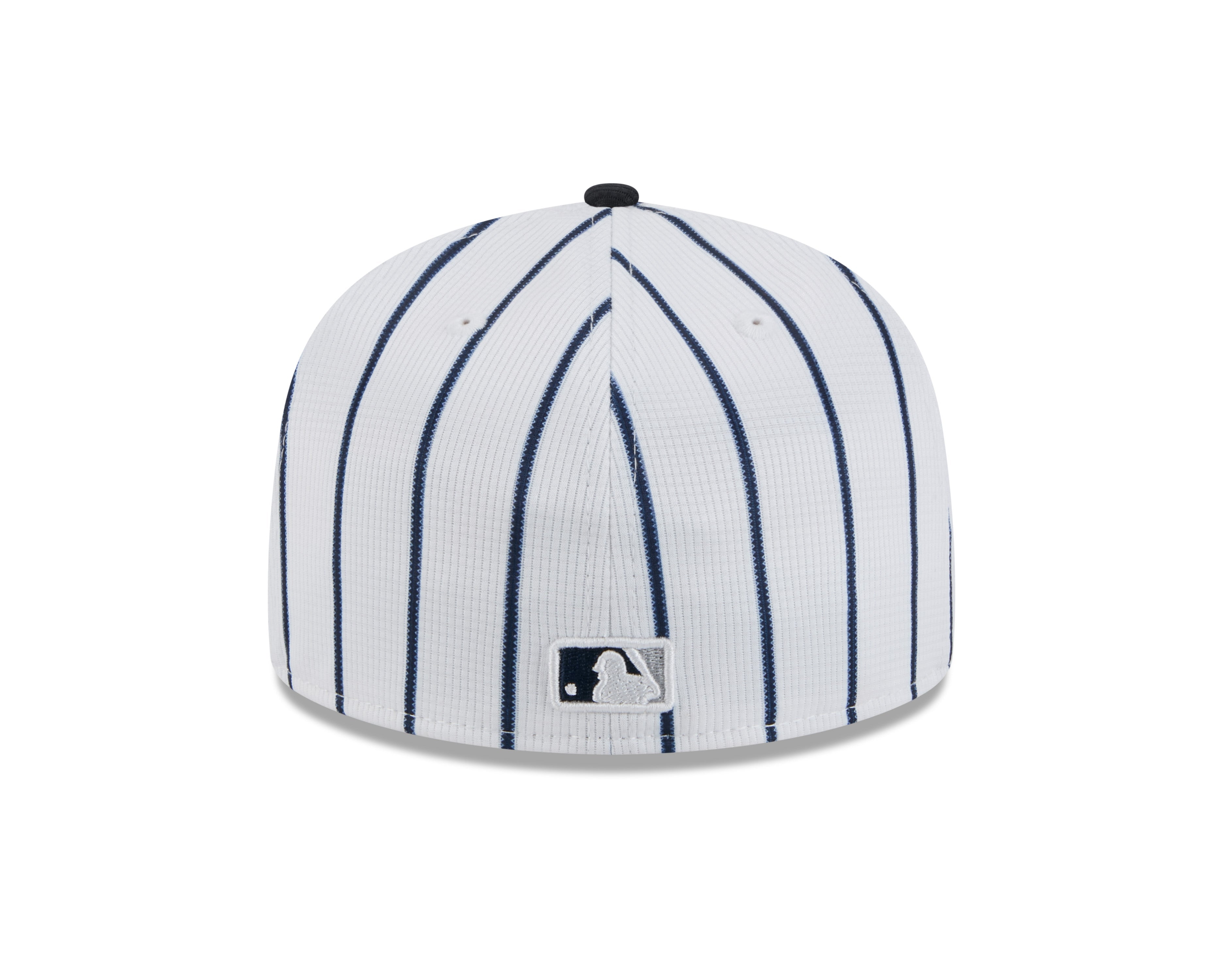 New York Yankees MLB New Era Men's White/Navy 59Fifty 2025 Spring Training Pinstripe Fitted Hat