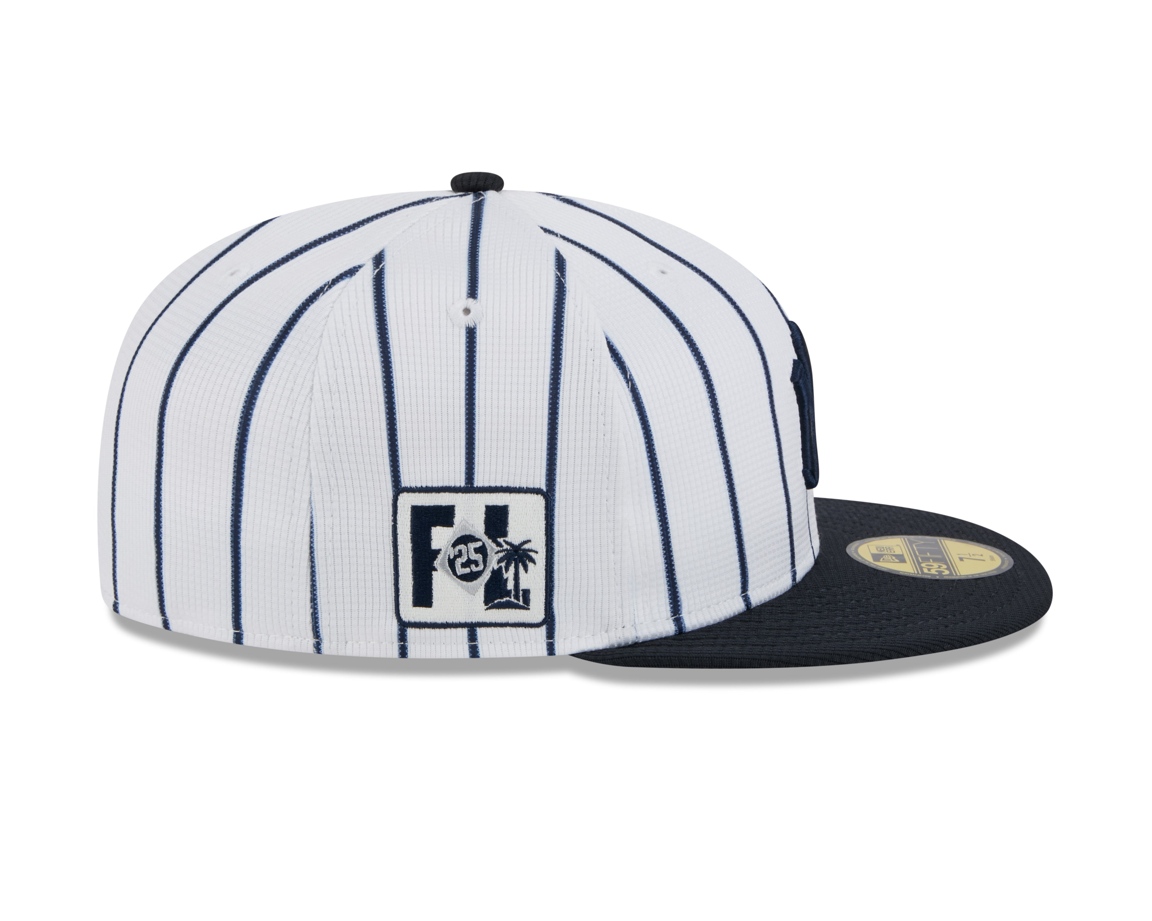 New York Yankees MLB New Era Men's White/Navy 59Fifty 2025 Spring Training Pinstripe Fitted Hat