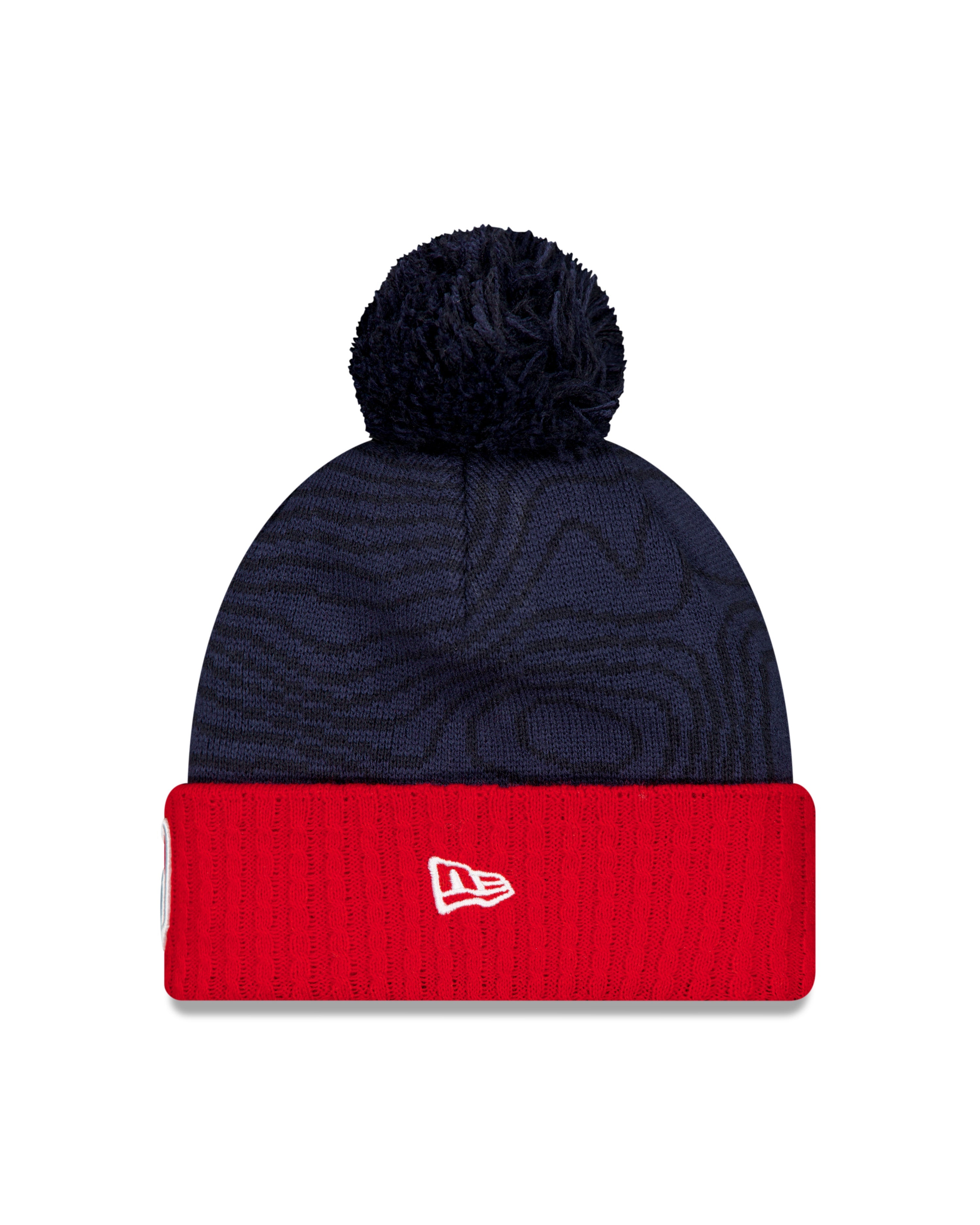 Montreal Alouettes CFL New Era Men's Navy/Red 2025 Sideline Cuff Pom Knit Hat