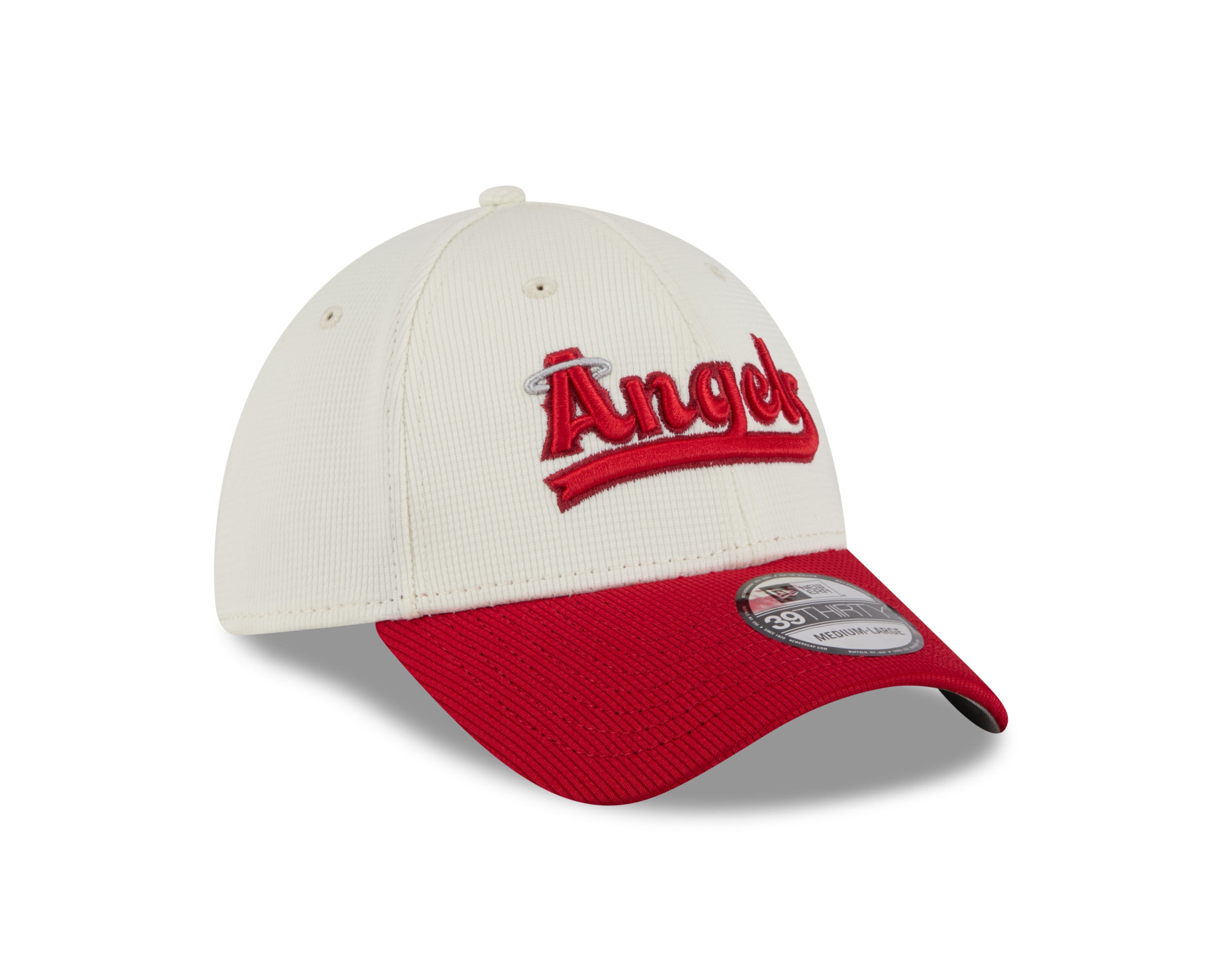 Anaheim Angels MLB New Era Men's Beige/Red 39Thirty 2022 City Connect Stretch Fit Hat
