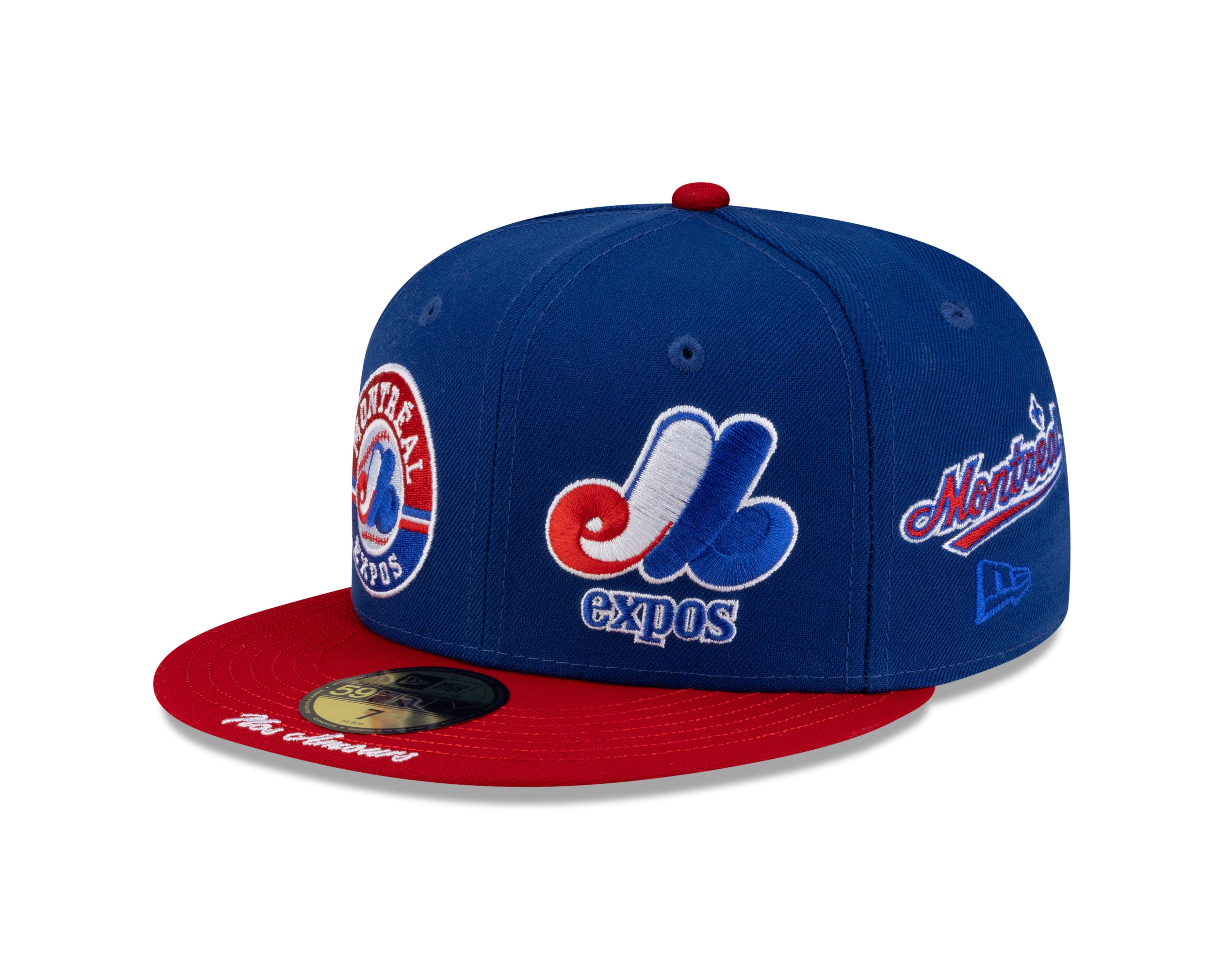 Montreal Expos MLB New Era Men's Royal Blue/Red 59Fifty Cooperstown All Over Patch Pride Fitted Hat