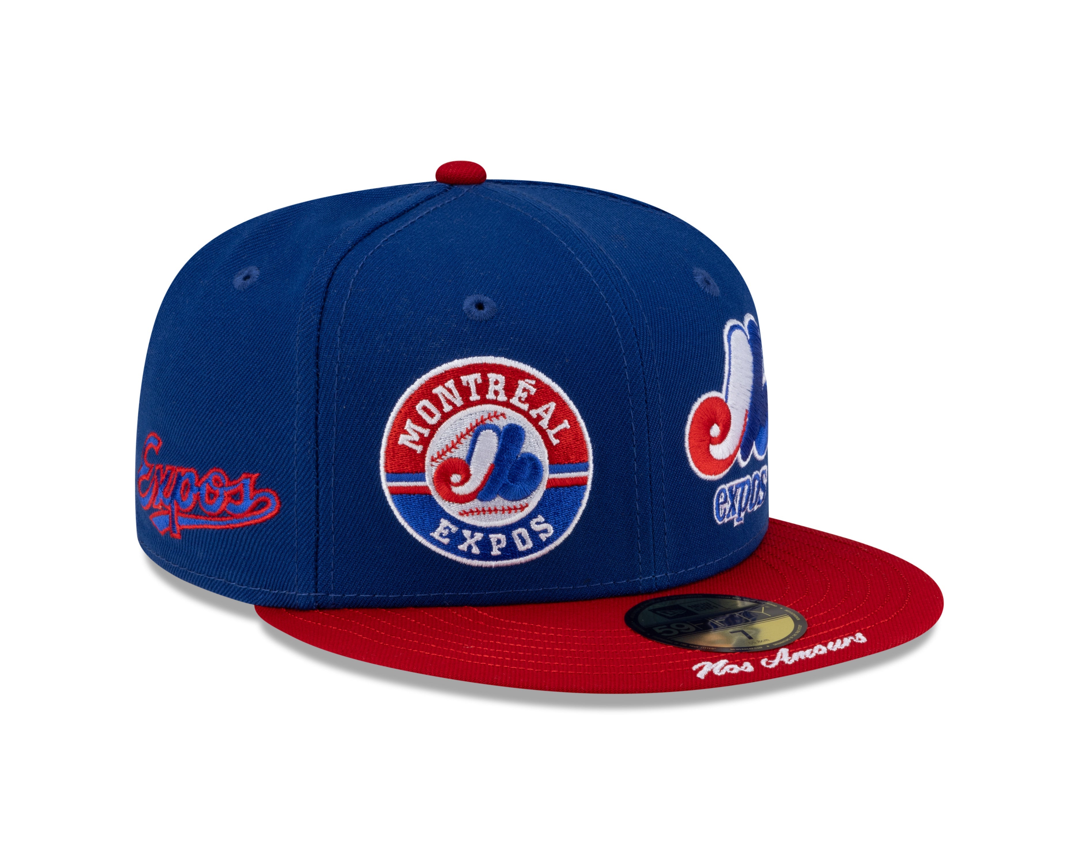 Montreal Expos MLB New Era Men's Royal Blue/Red 59Fifty Cooperstown All Over Patch Pride Fitted Hat