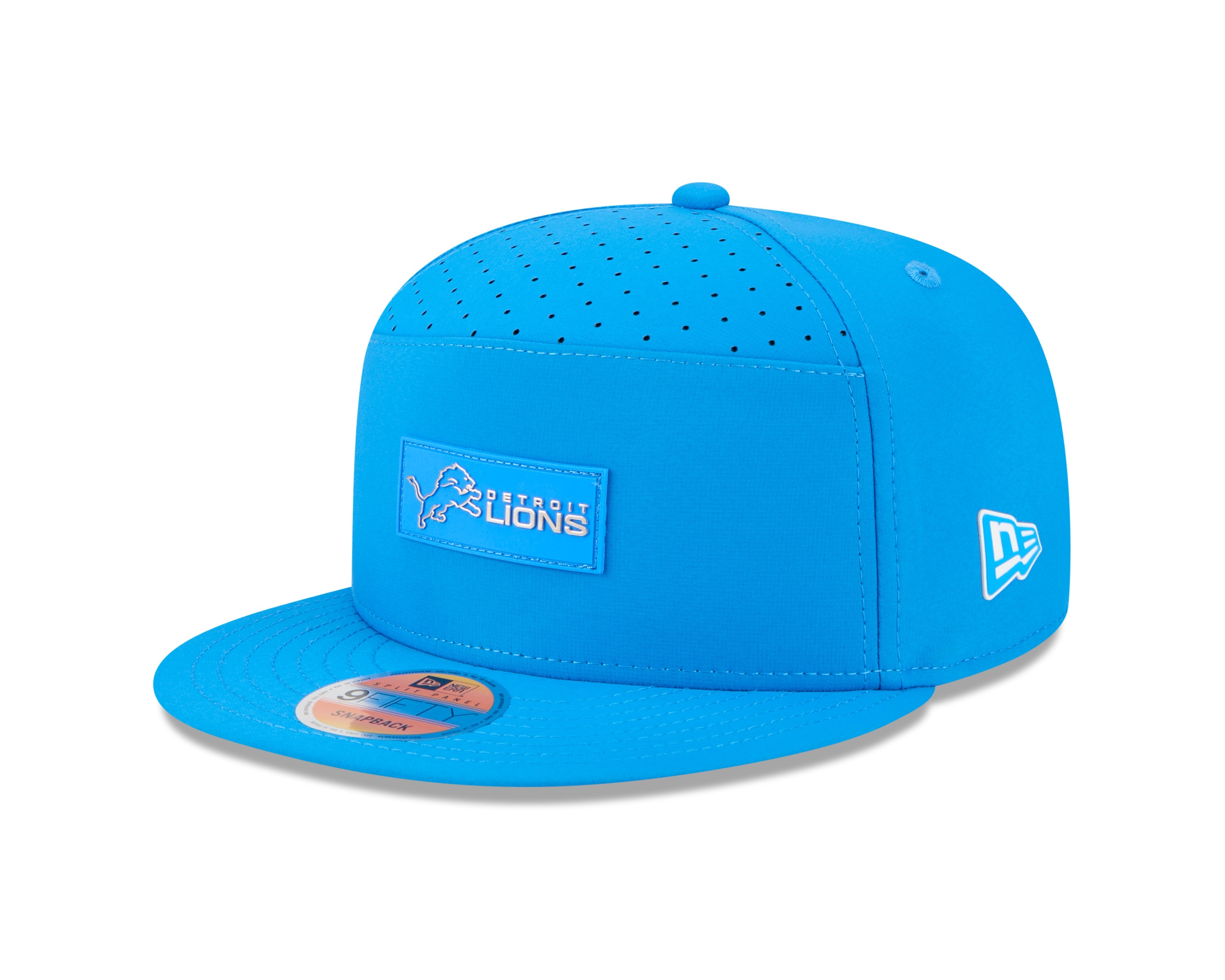 Detroit Lions NFL New Era Men's Light Blue 9Fifty 2025 Sideline Hot Weather Split Panel Snapback