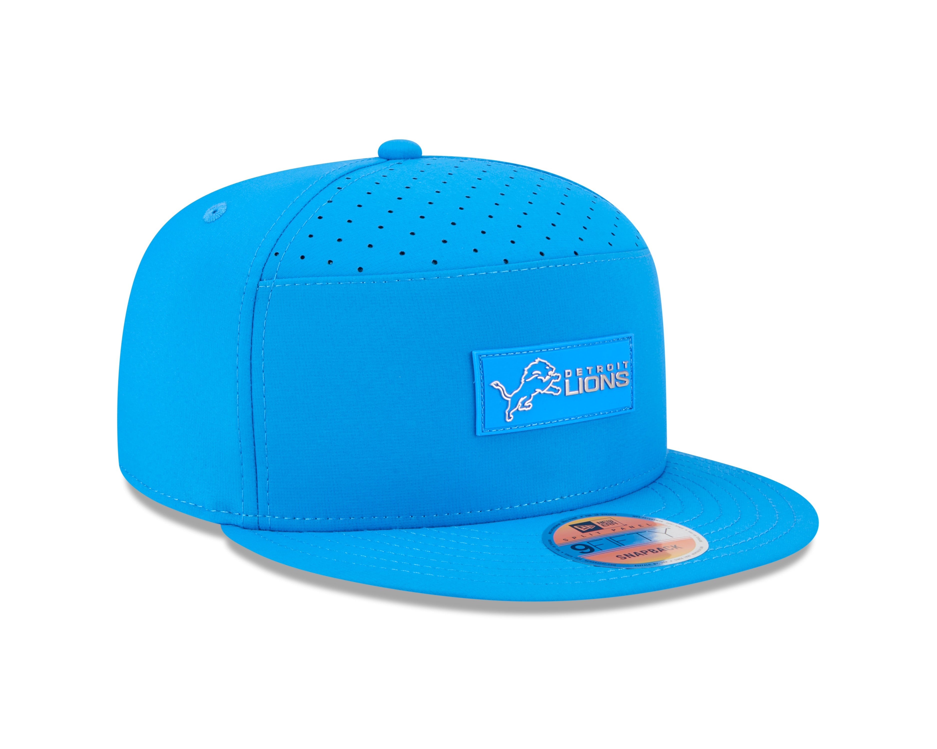 Detroit Lions NFL New Era Men's Light Blue 9Fifty 2025 Sideline Hot Weather Split Panel Snapback