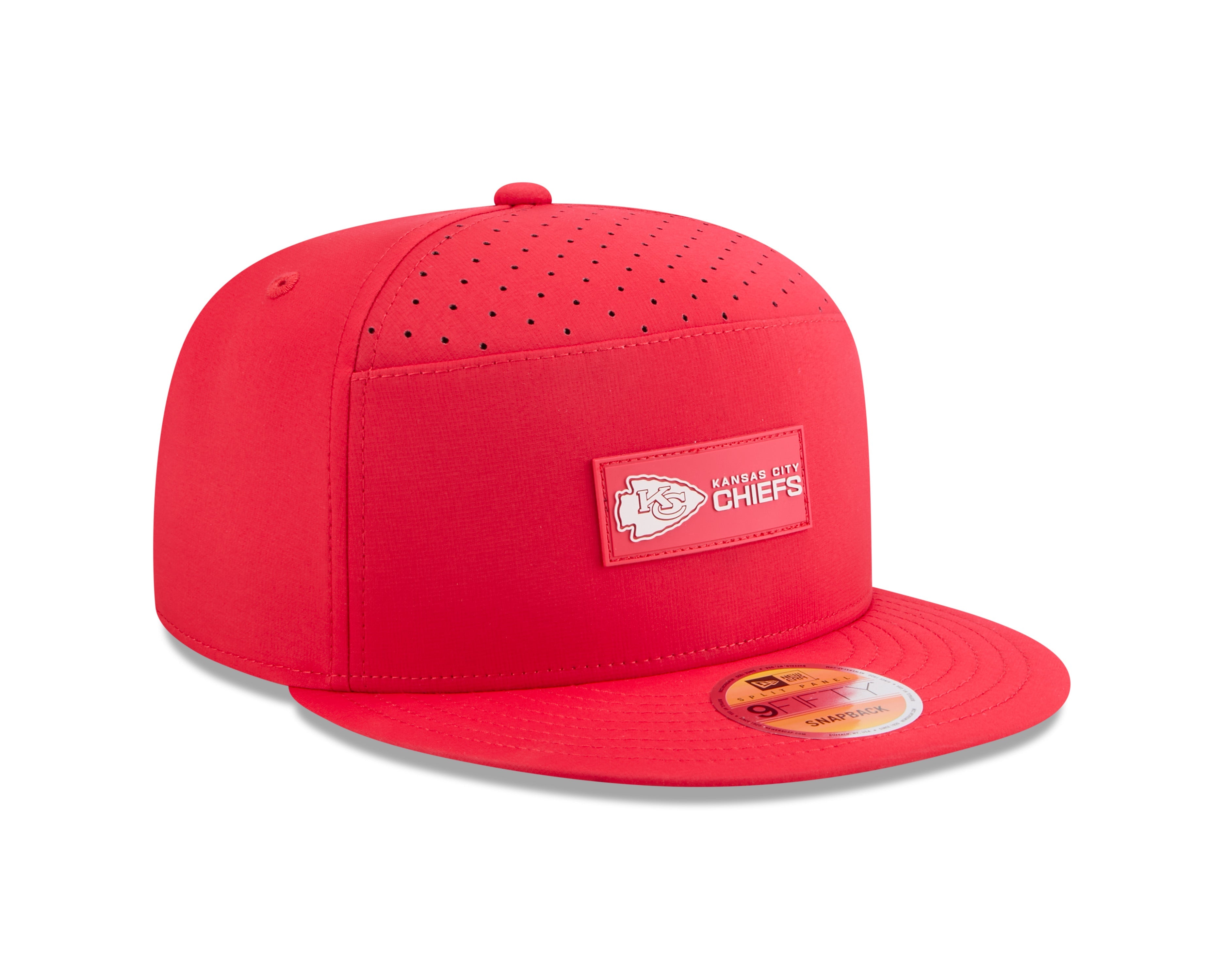 Kansas City Chiefs NFL New Era Men's Red 9Fifty 2025 Sideline Hot Weather Split Panel Snapback
