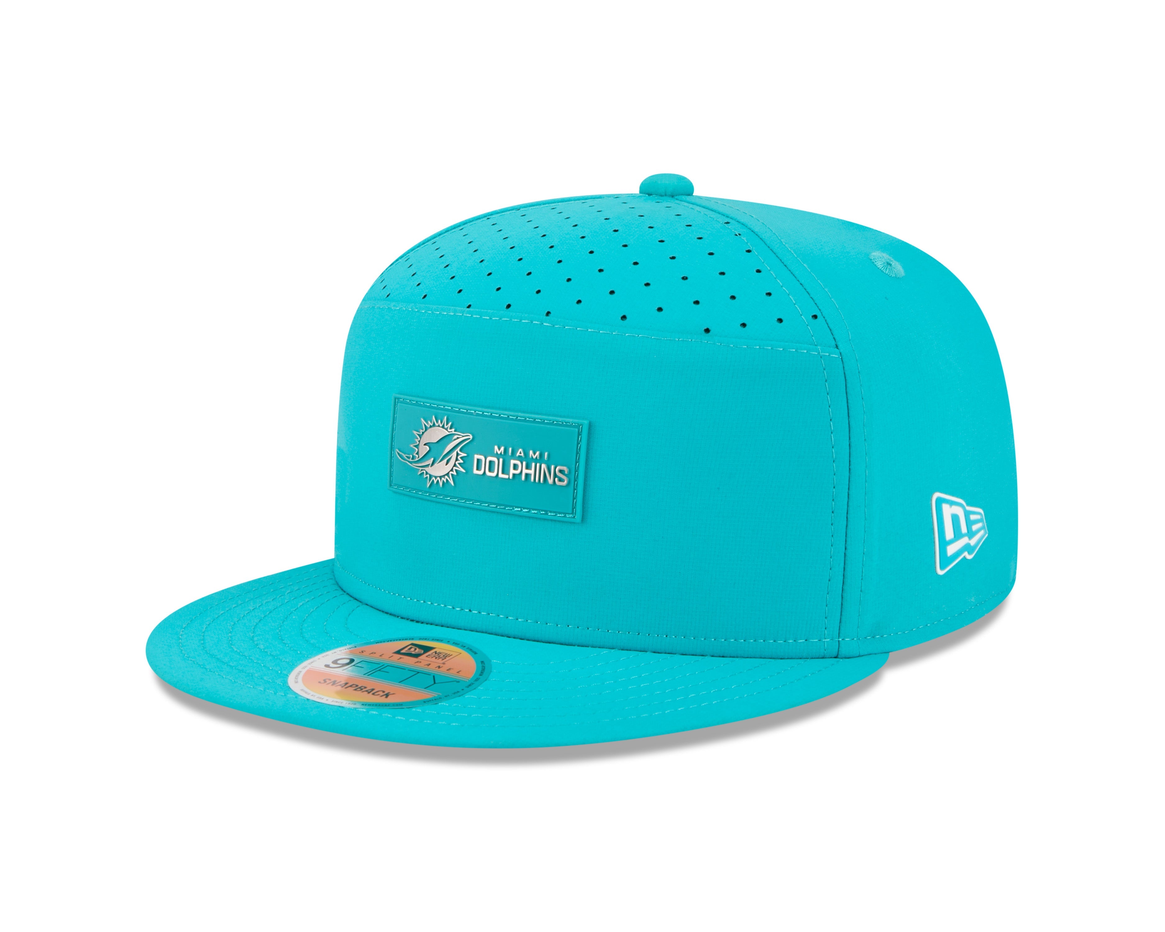 Miami Dolphins NFL New Era Men's Teal 9Fifty 2025 Sideline Hot Weather Split Panel Snapback