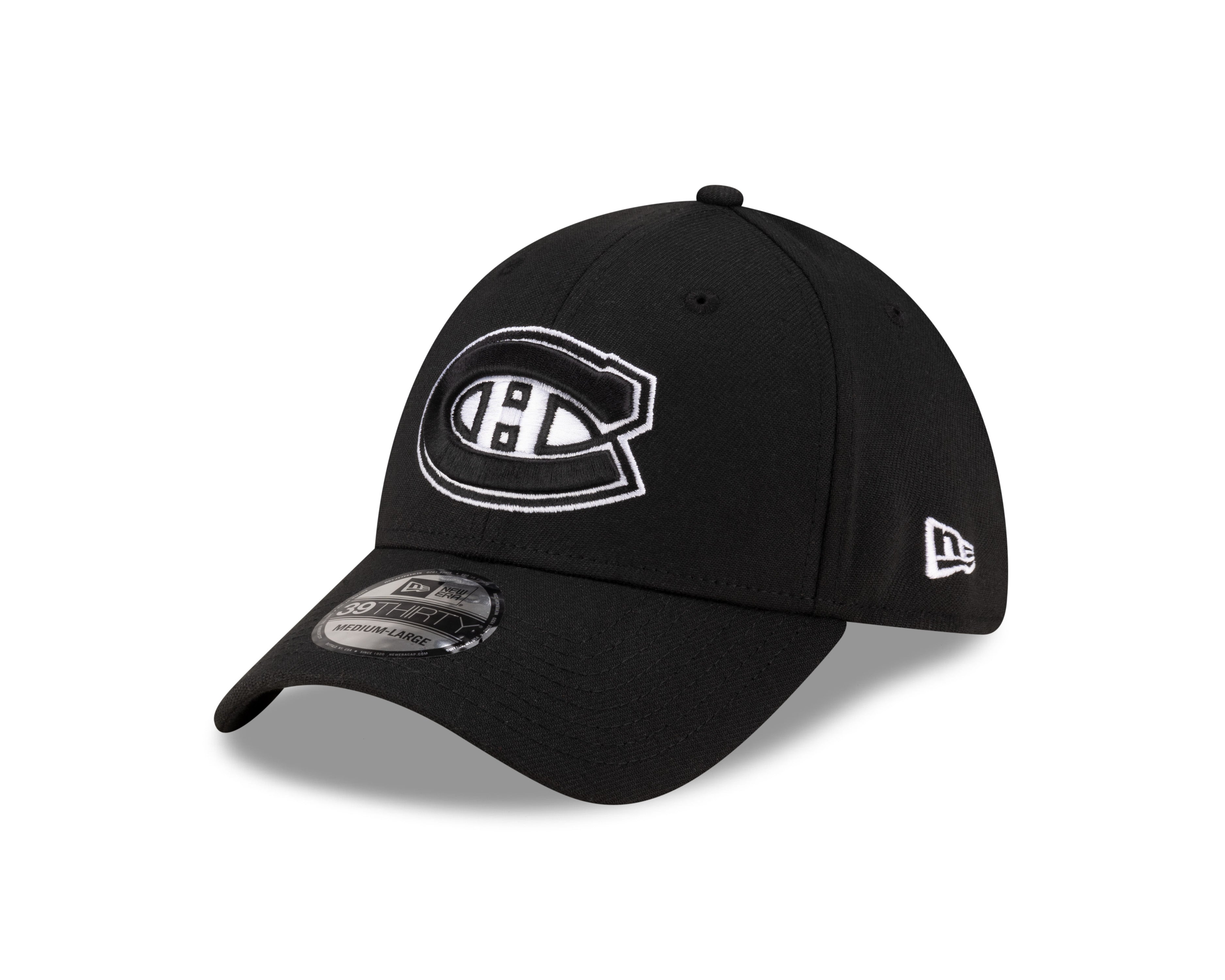 Montreal Canadiens NHL New Era Men's Black/White 39Thirty Team Classic Stretch Fit Hat