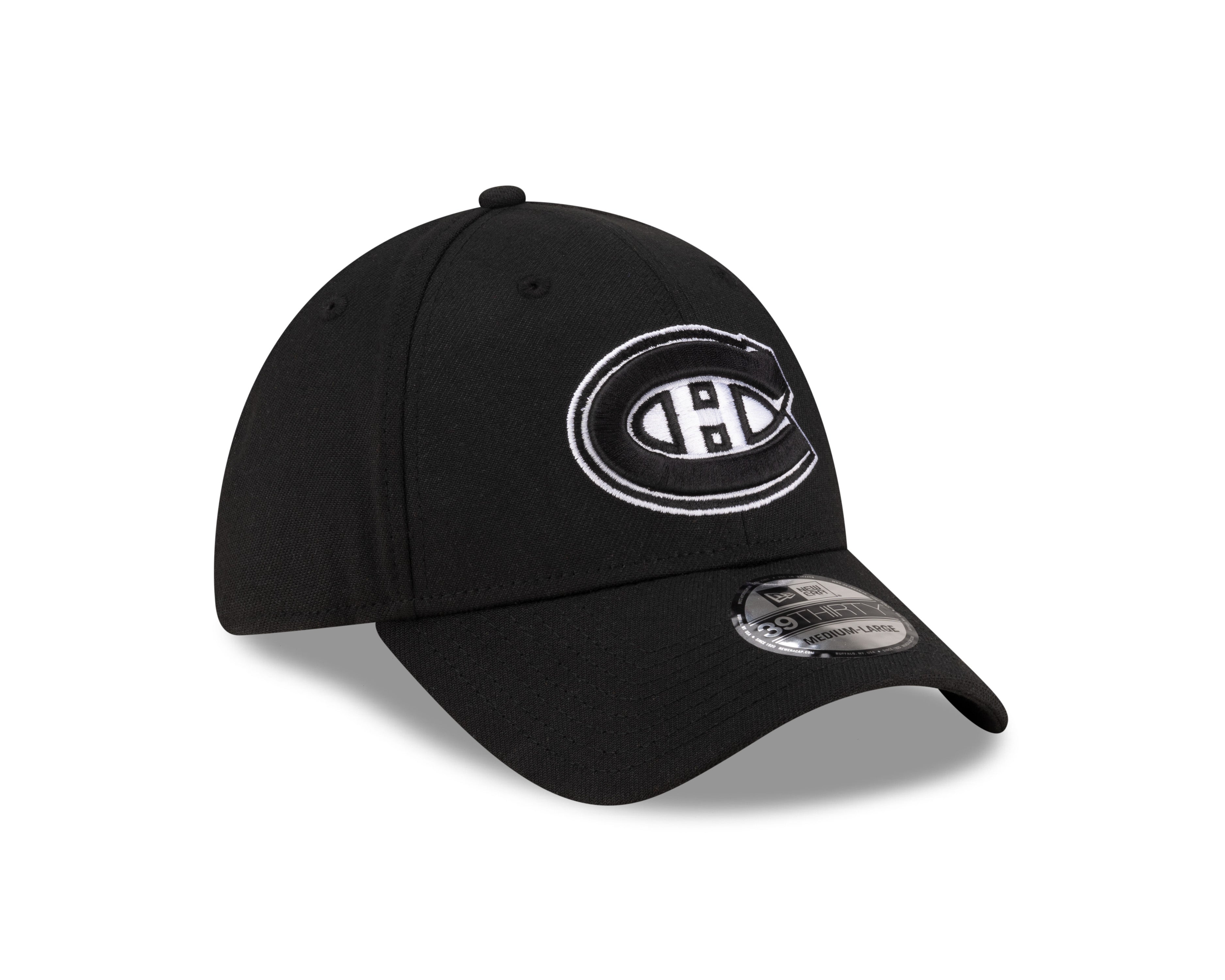 Montreal Canadiens NHL New Era Men's Black/White 39Thirty Team Classic Stretch Fit Hat