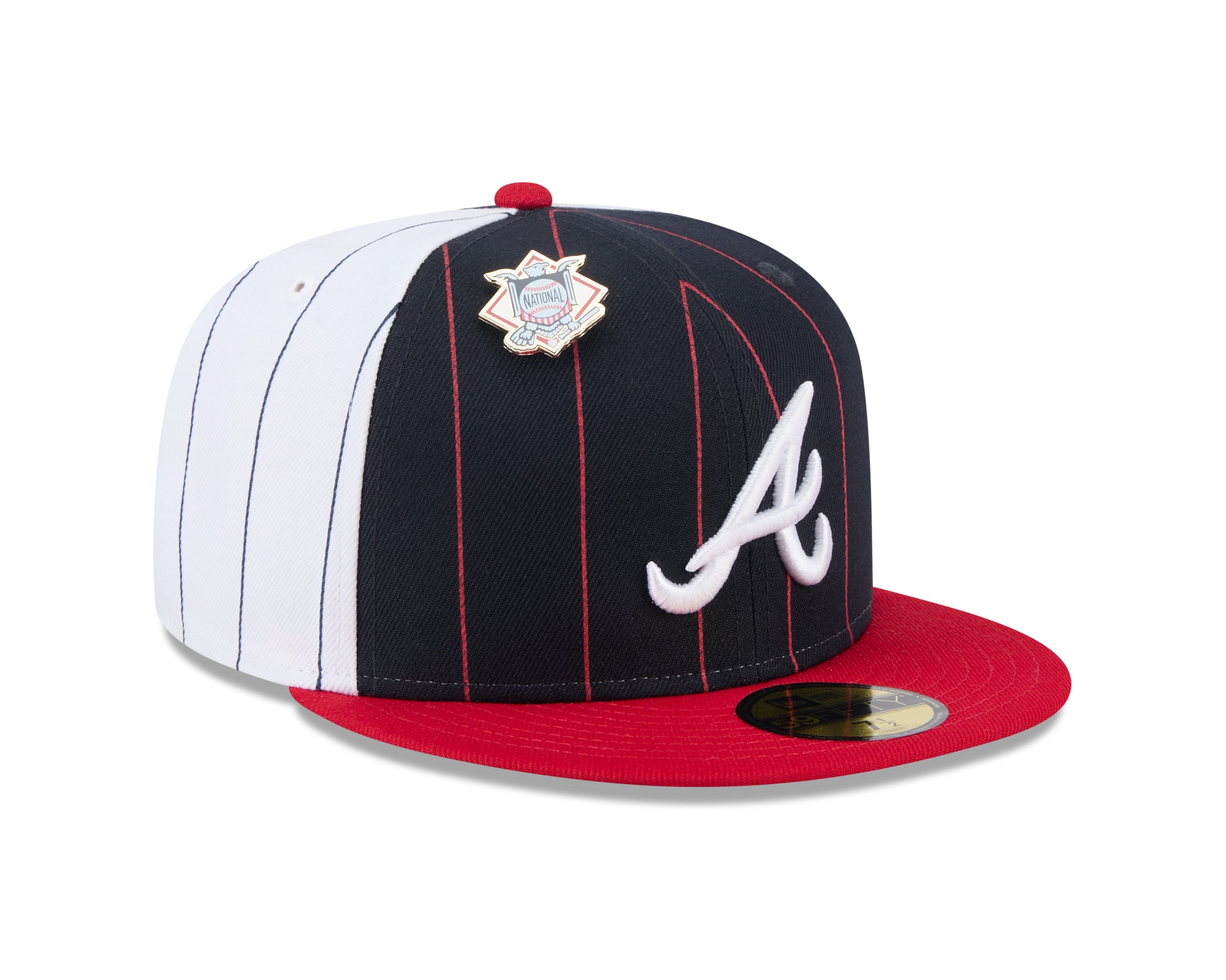 Atlanta Braves MLB New Era Men's Navy 59Fifty Two Tone Pinstripe Fitted Hat