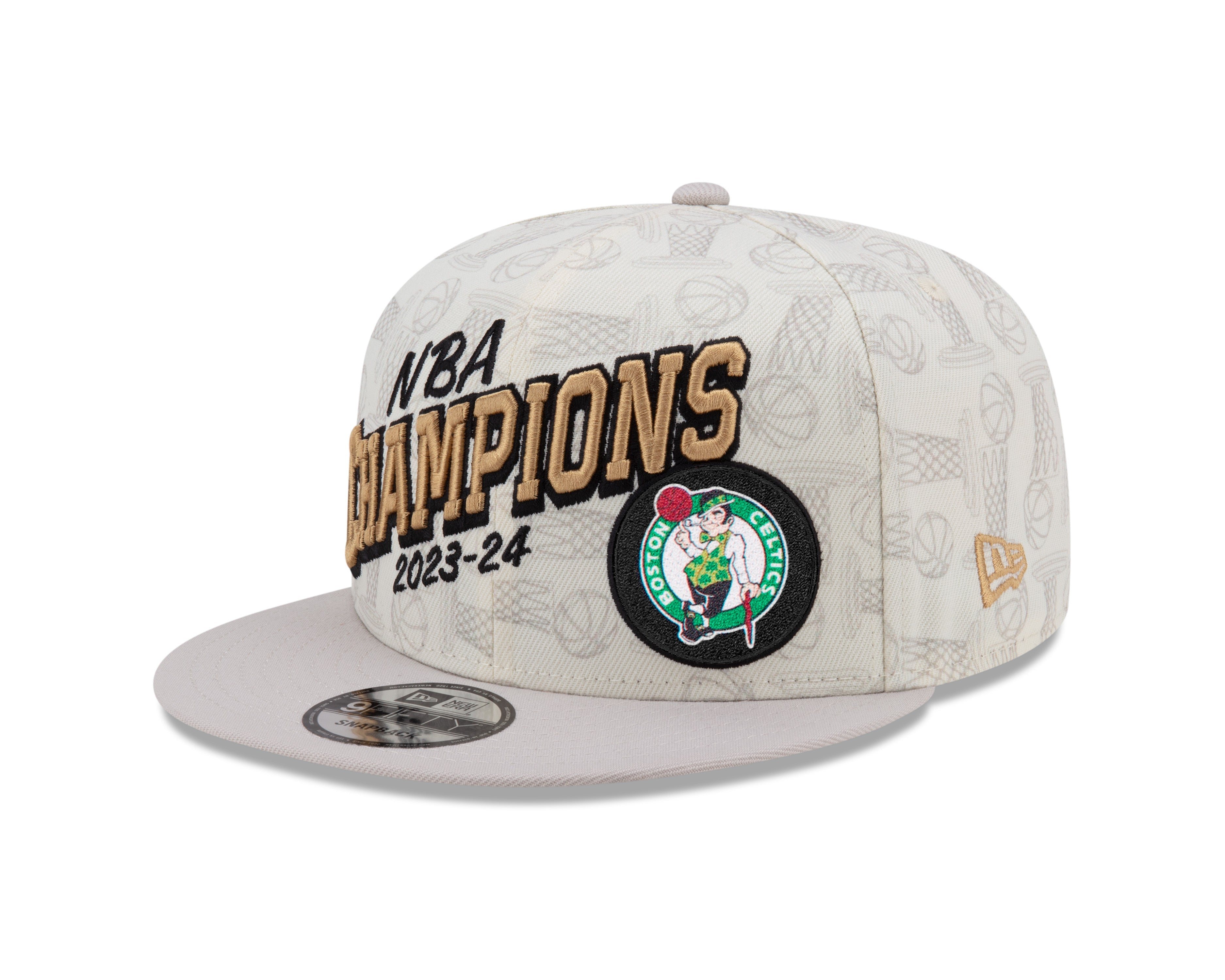 Casquette snapback NBA New Era pour homme Boston Celtics 9Fifty Finals 2024 Champions Locker Room Crème