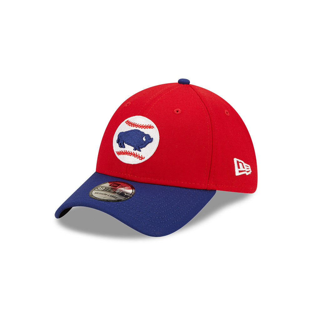 Buffalo Bisons MiLB New Era Men's Red/Navy 39Thirty Alternate Authentic Collection Stretch Fit Hat