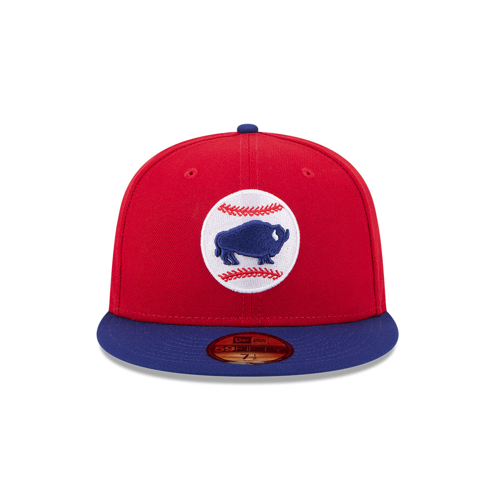 Casquette Buffalo Bisons MiLB New Era 59Fifty Alternate Authentic Collection, rouge/bleu marine, taille unique pour homme.