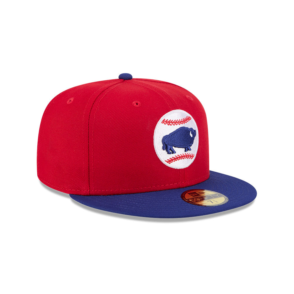 Casquette Buffalo Bisons MiLB New Era 59Fifty Alternate Authentic Collection, rouge/bleu marine, taille unique pour homme.