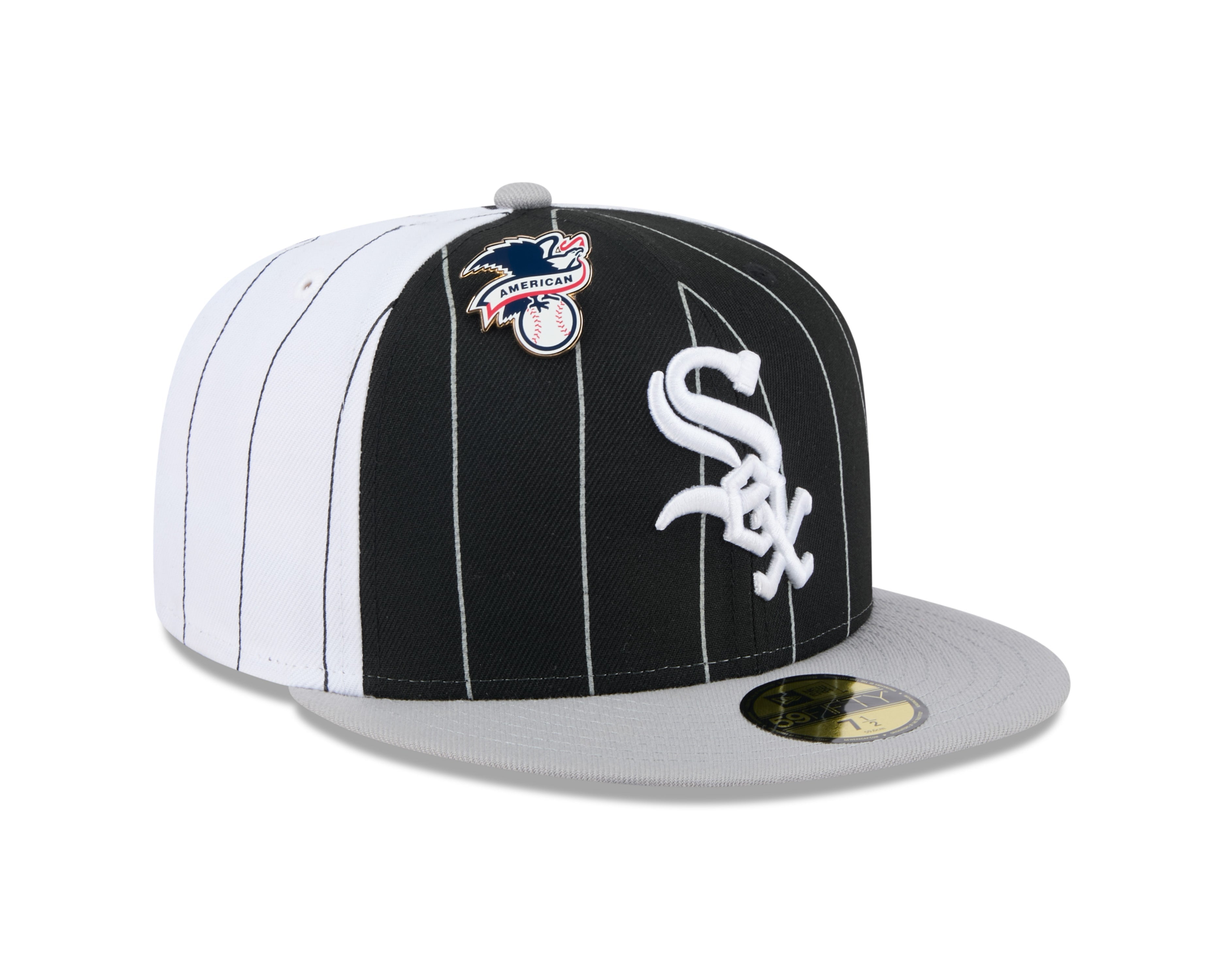 Chicago White Sox MLB New Era Men's Black 59Fifty Two Tone Pinstripe Fitted Hat