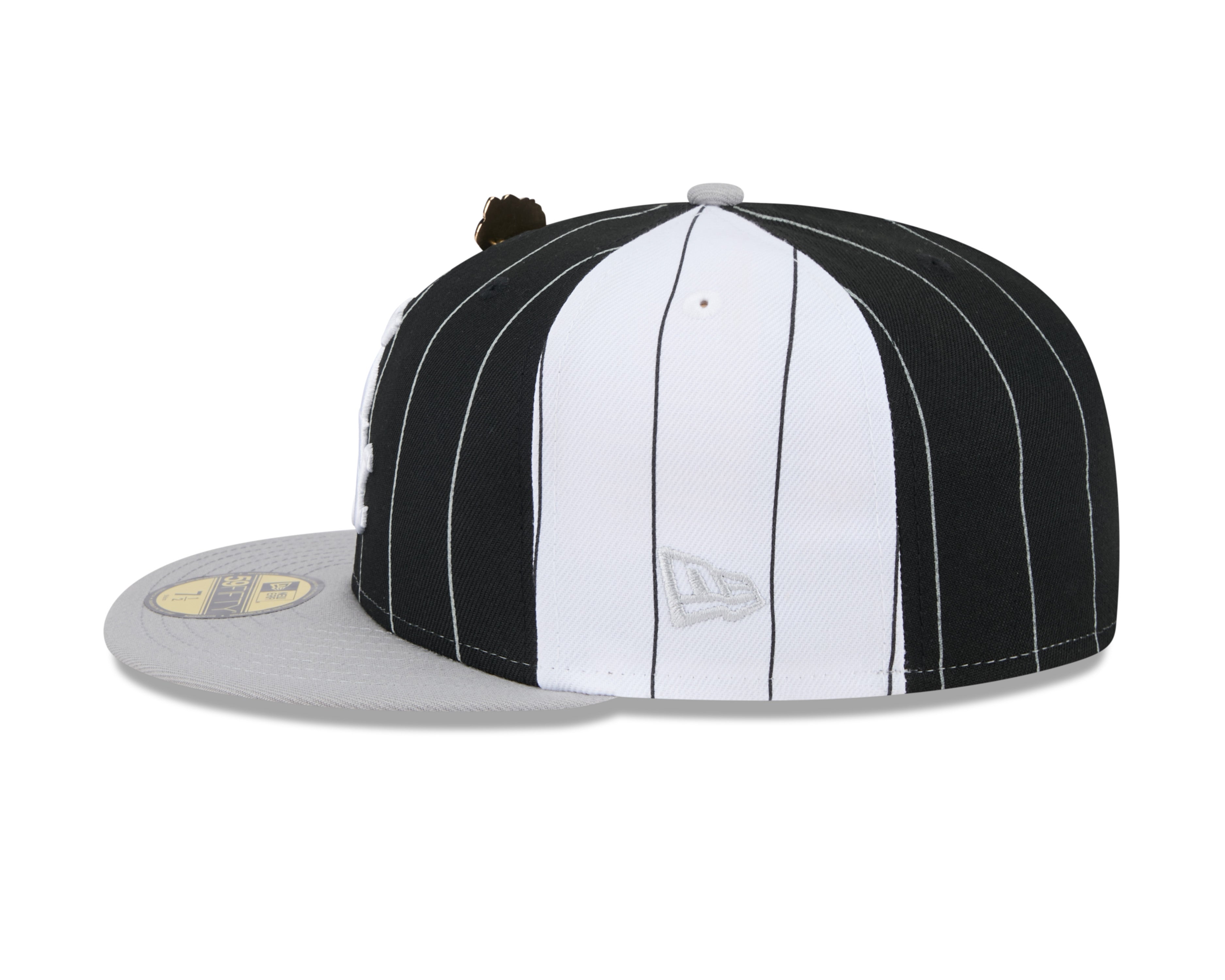 Chicago White Sox MLB New Era Men's Black 59Fifty Two Tone Pinstripe Fitted Hat