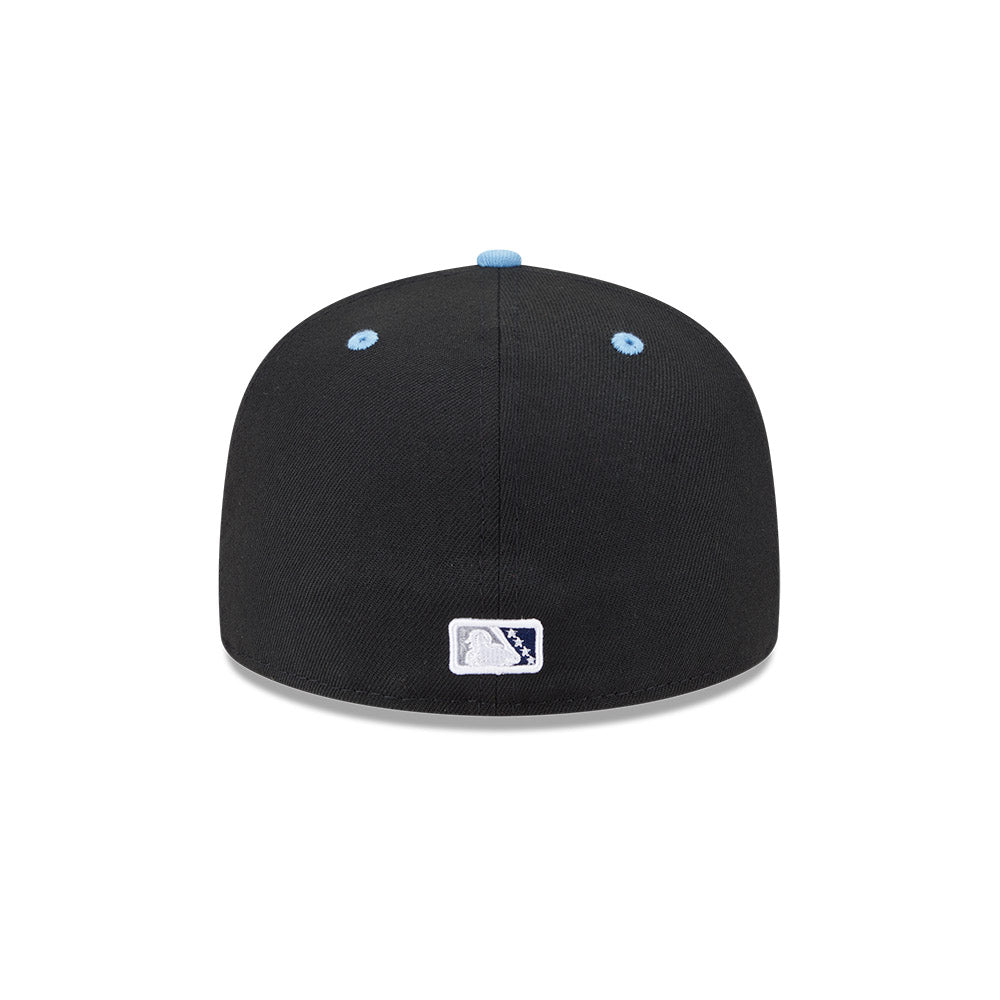 Casquette ajustée 59Fifty Alternate Authentic Collection des Columbus Clippers MiLB, noire/bleu clair, pour homme, de la marque New Era.