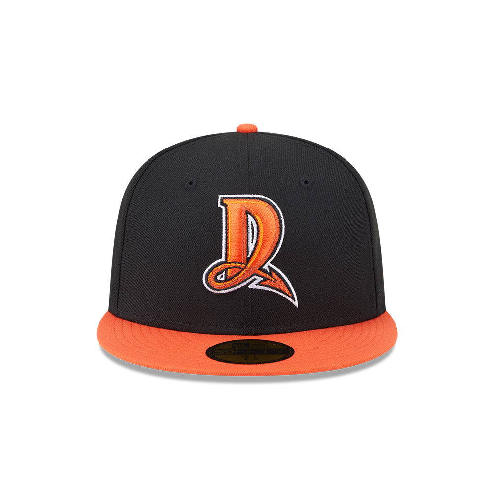 Casquette ajustée New Era 59Fifty Alternate Authentic Collection noire et orange pour hommes des Dayton Dragons de la MiLB.